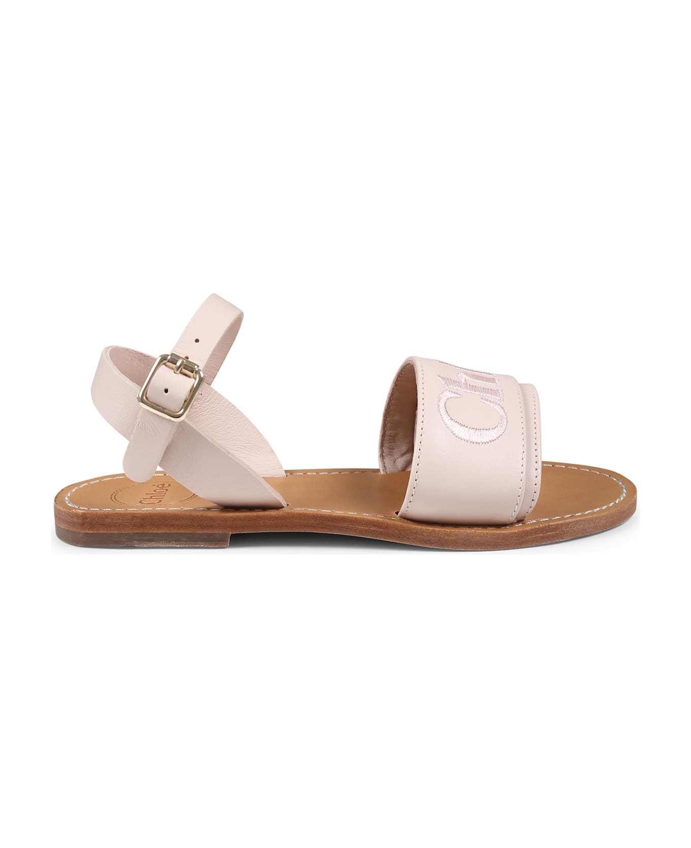 Chloé Pink Sandals For Girl With Logo - Pink