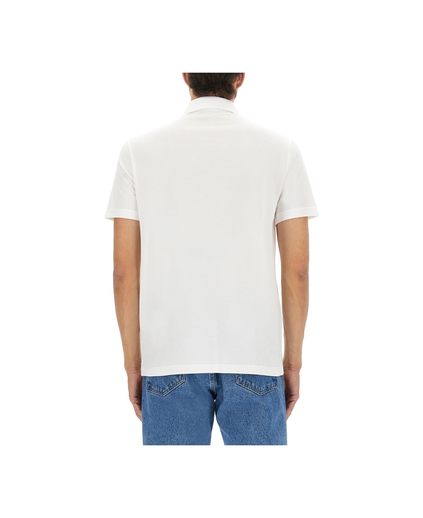 Versace Piquet Polo Shirt With Embroidery - WHITE