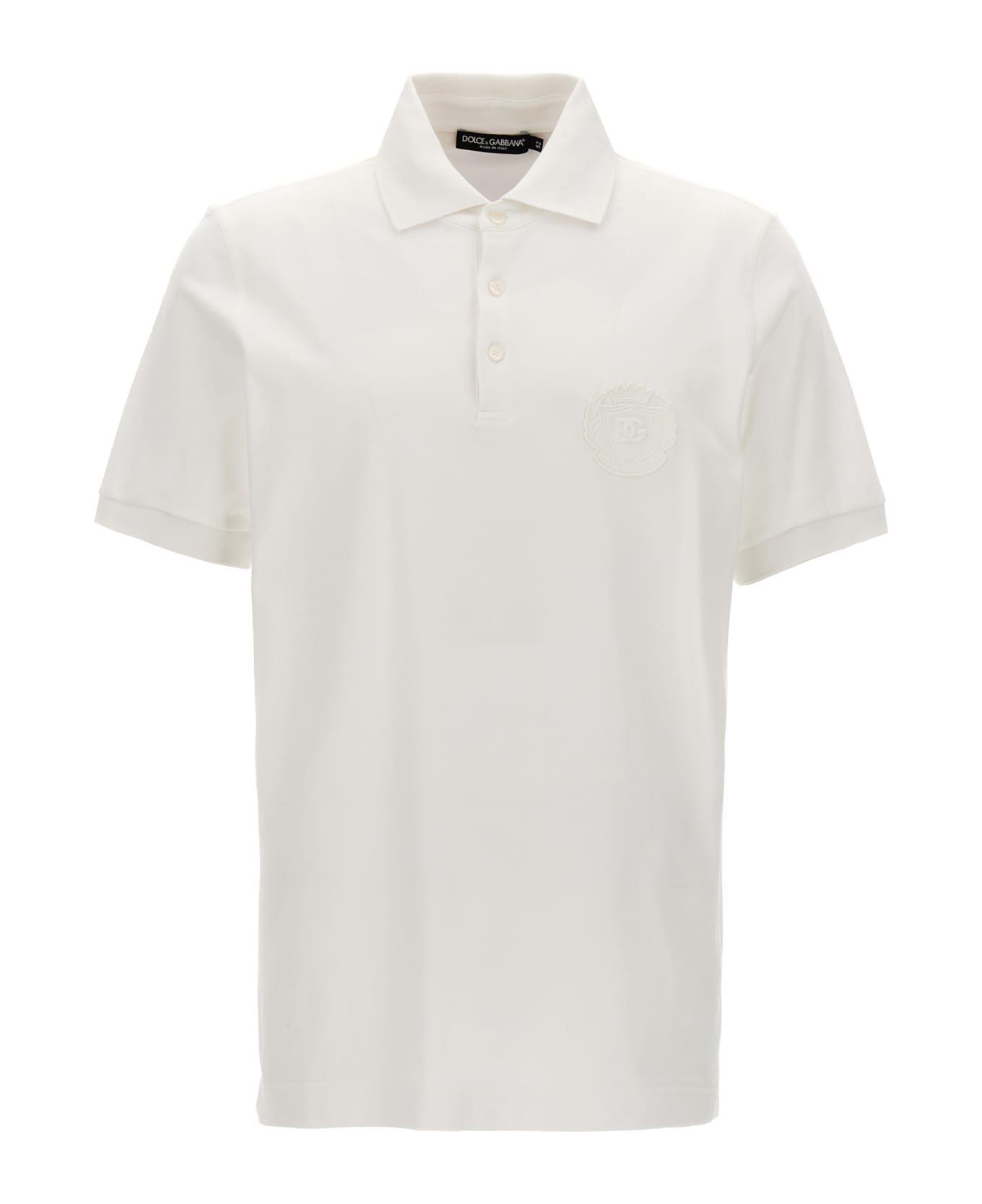 Dolce & Gabbana Logo Patch Polo Shirt - White