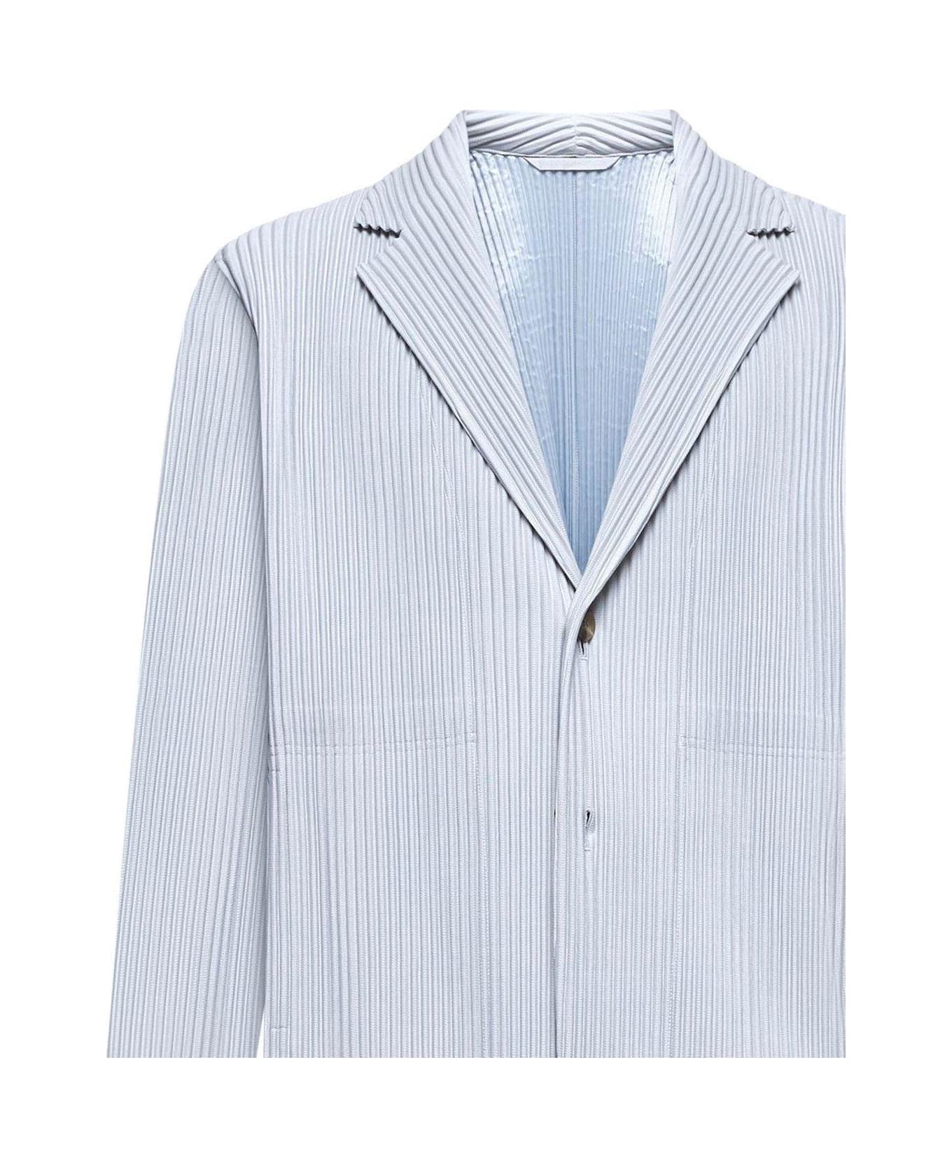 Homme Plissé Issey Miyake Single-breasted V-neck Blazer - Light Grey