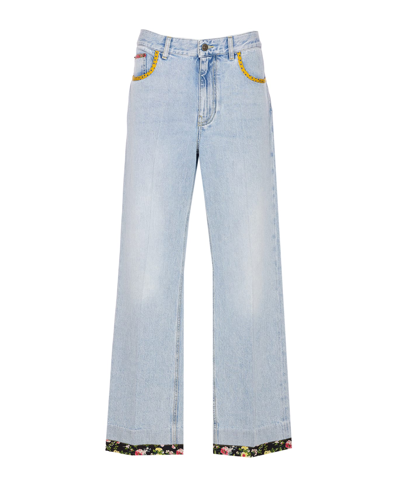 Valentino Garavani Embroidered Denim Pants - Blue