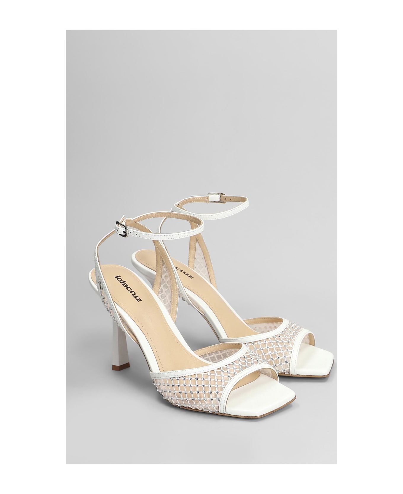 Lola Cruz Carmen 95 Sandals In White Leather And Fabric - white