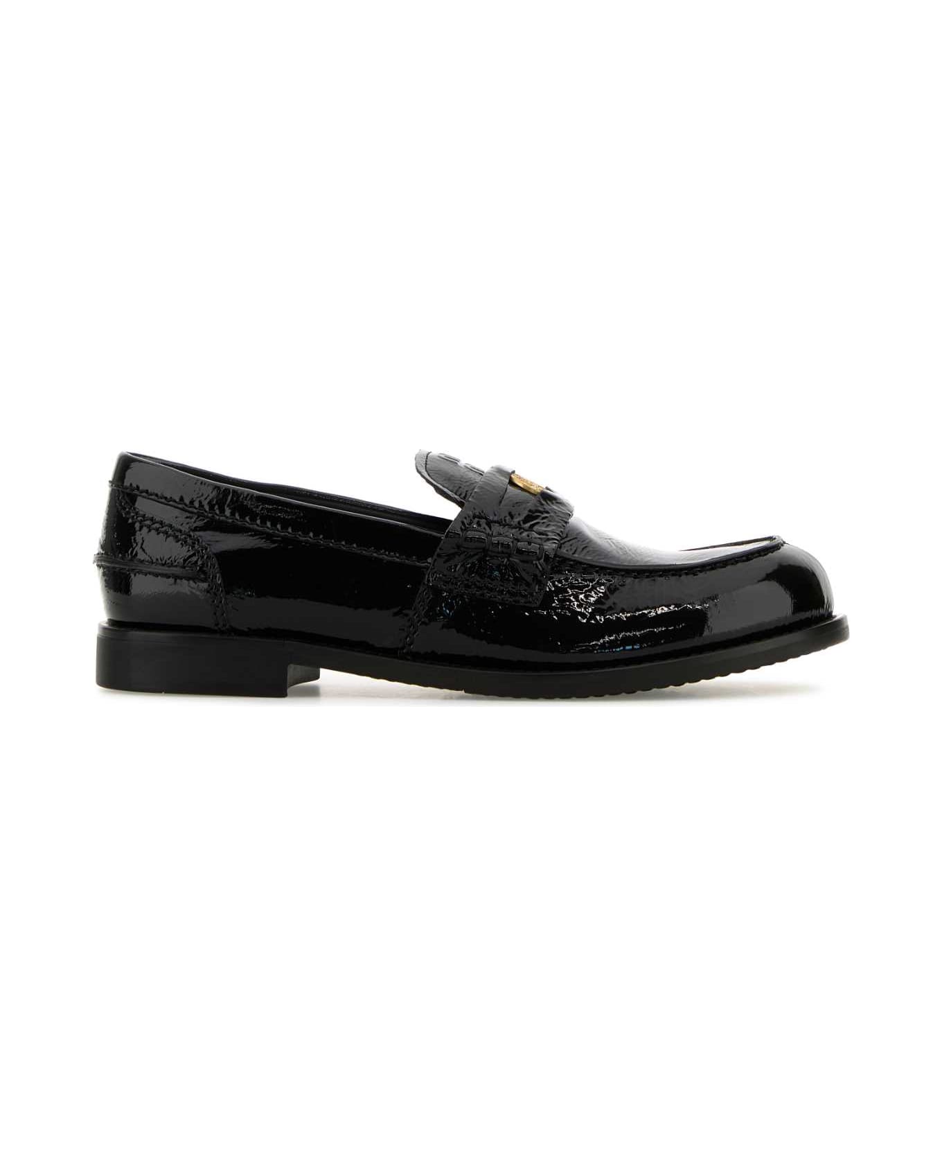 Miu Miu Black Leather Loafers - NERO