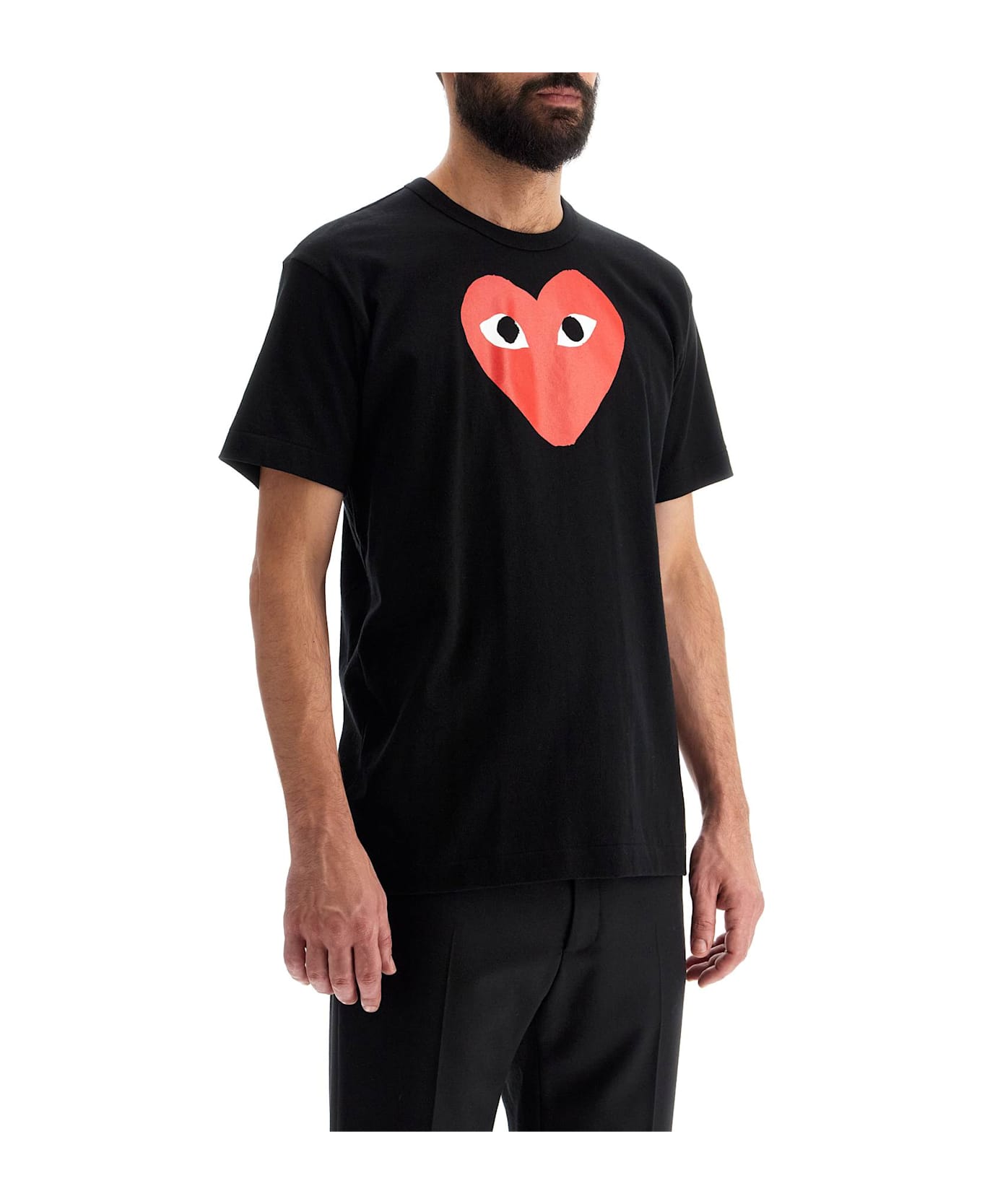 Comme des Garçons Play Heart Print Unisex T-shirt - BLACK (Black)