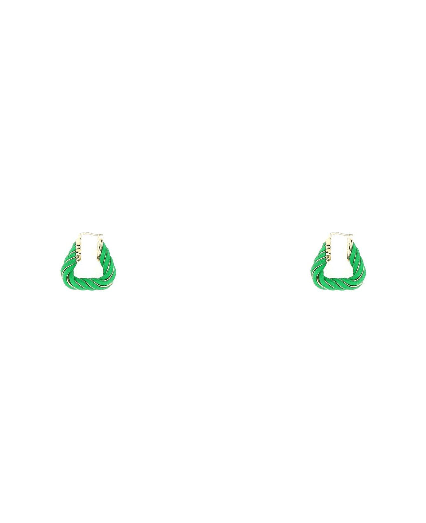 Bottega Veneta Twist Triangle Hoop Earrings - green