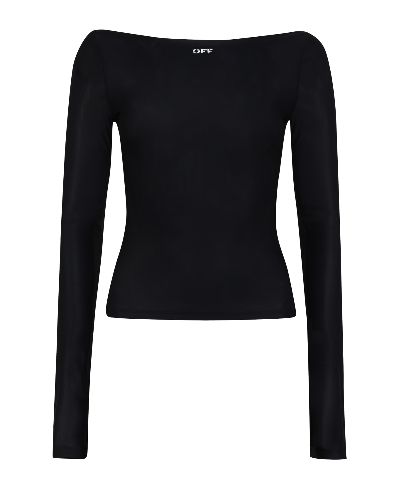 Off-White Logo Print Long Sleeve Top - black