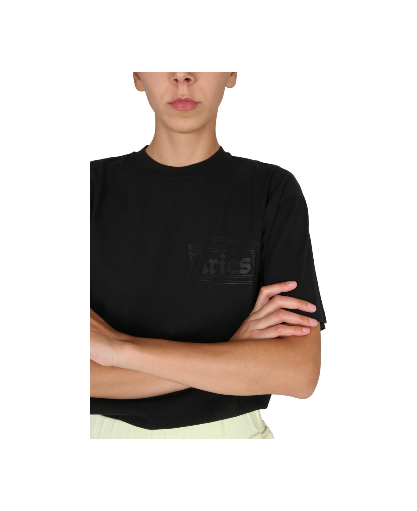 Aries Logo Print T-shirt - BLACK Tシャツ