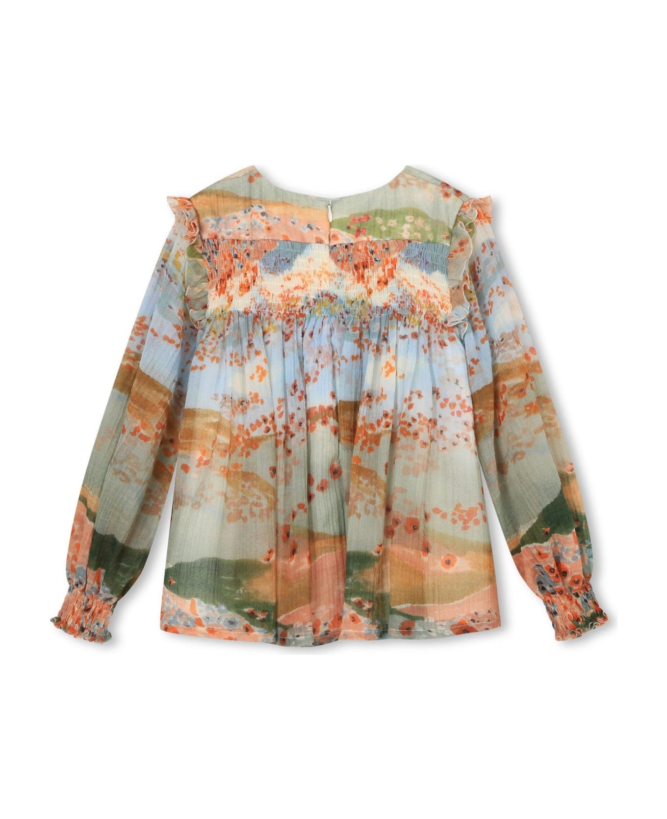 Chloé Ceremony Graphic Printed Ruffled Detail Blouse - Multicolor
