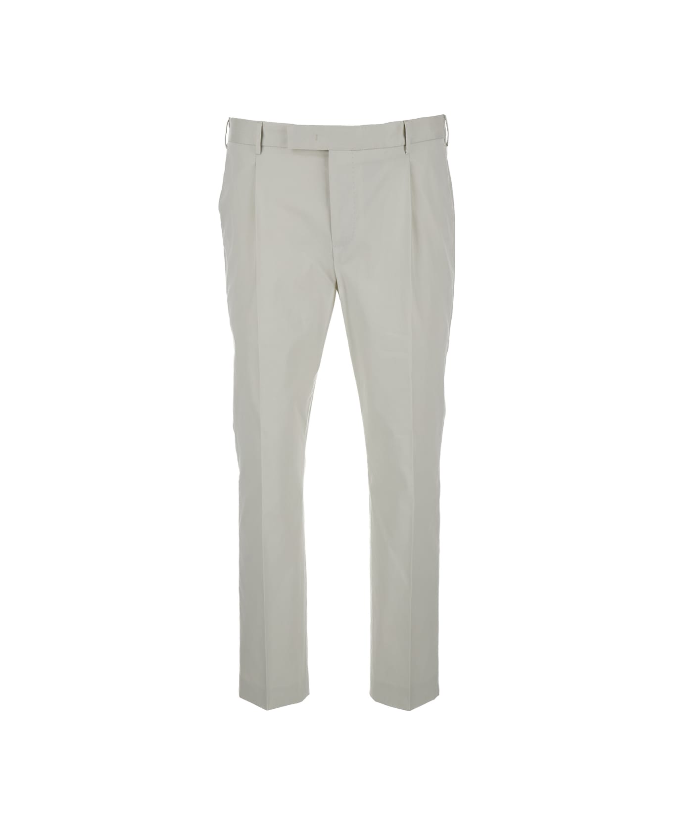 PT01 White Dieci Slim Fit Trousers In Cotton Blend Man - White