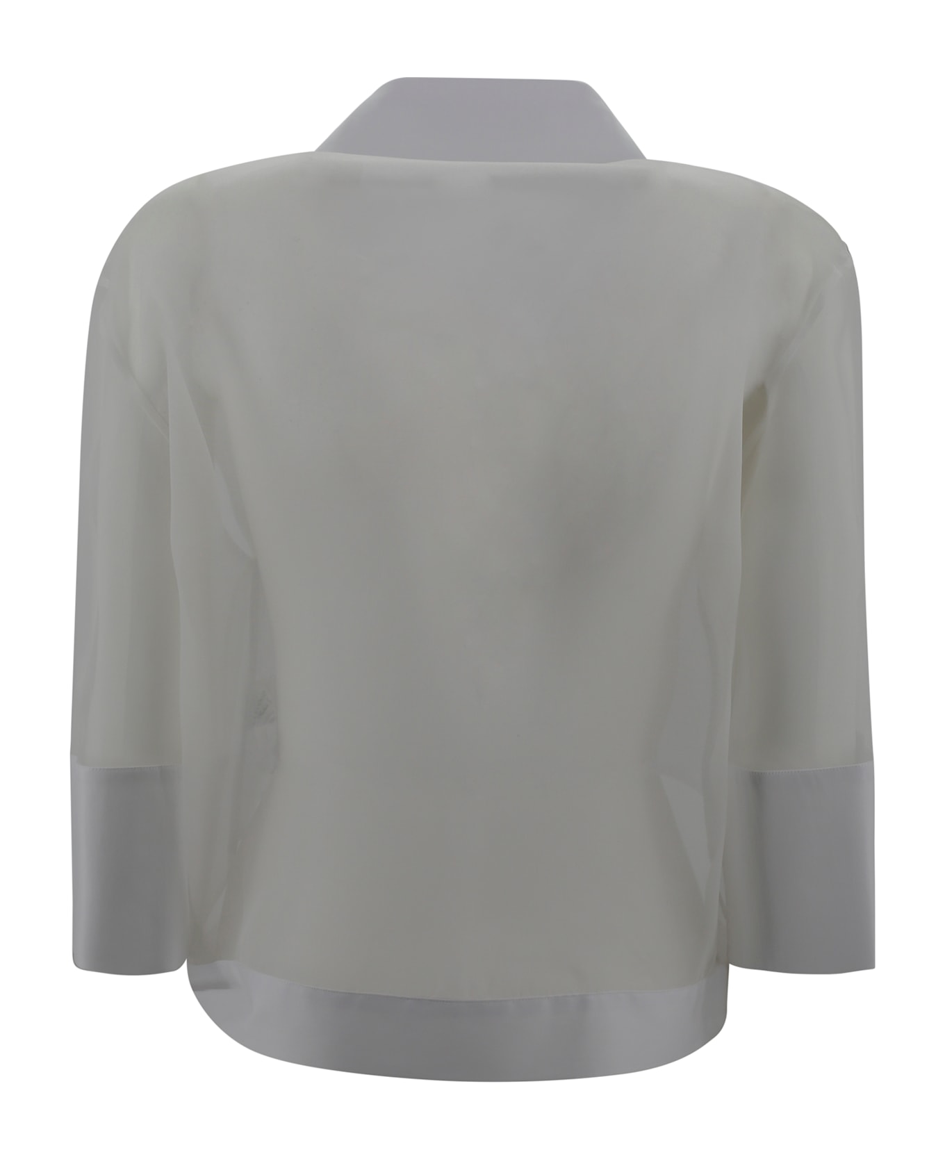 D.Exterior Poplin And Organza Shirt - White