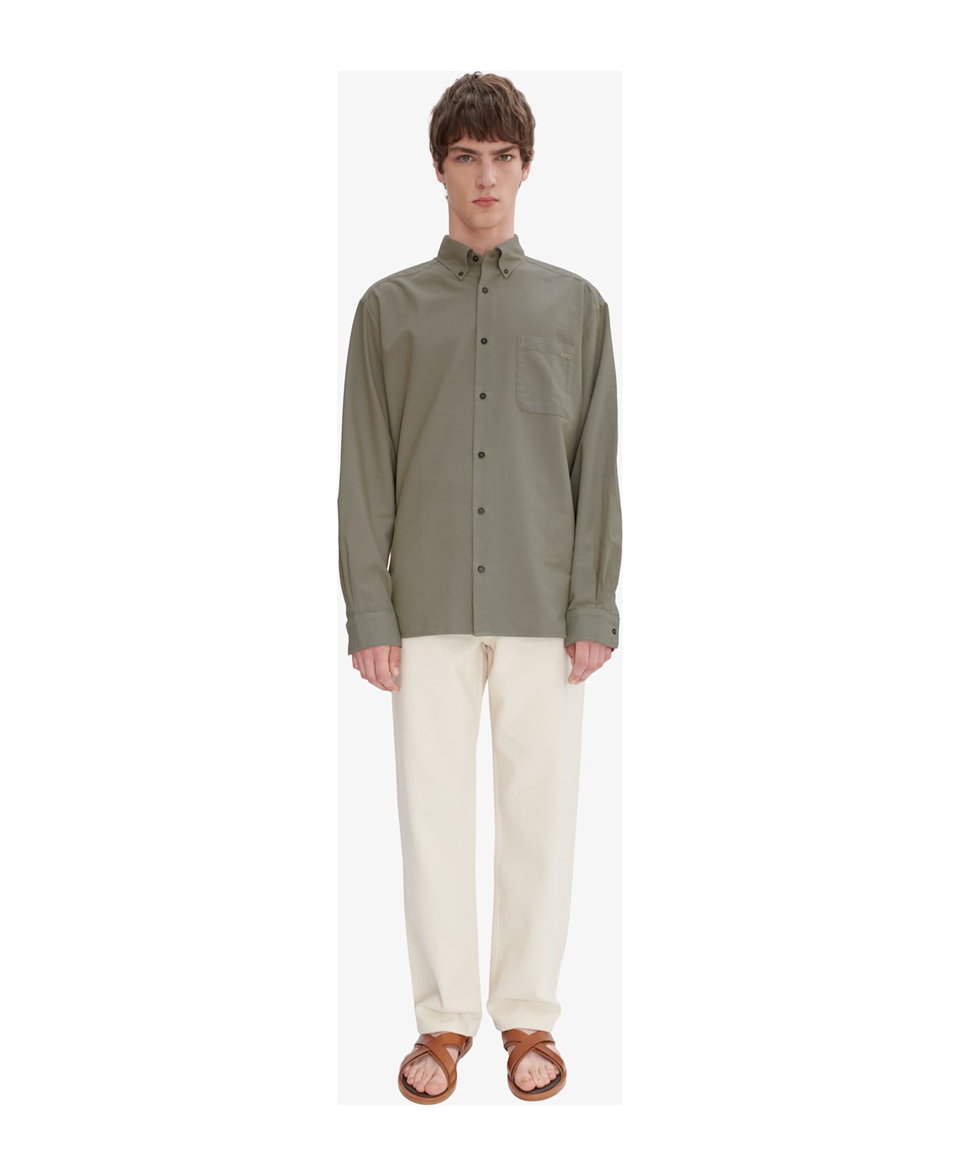 A.P.C. Chemise Mateo Logo - Kae Vert Grise