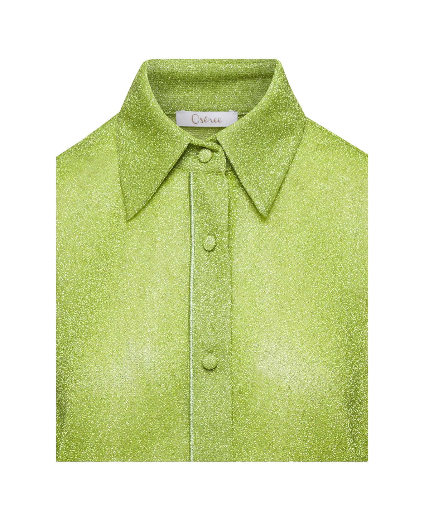 Oseree Green Lumière Shirt With Glitter In Polyamide Woman - Green シャツ