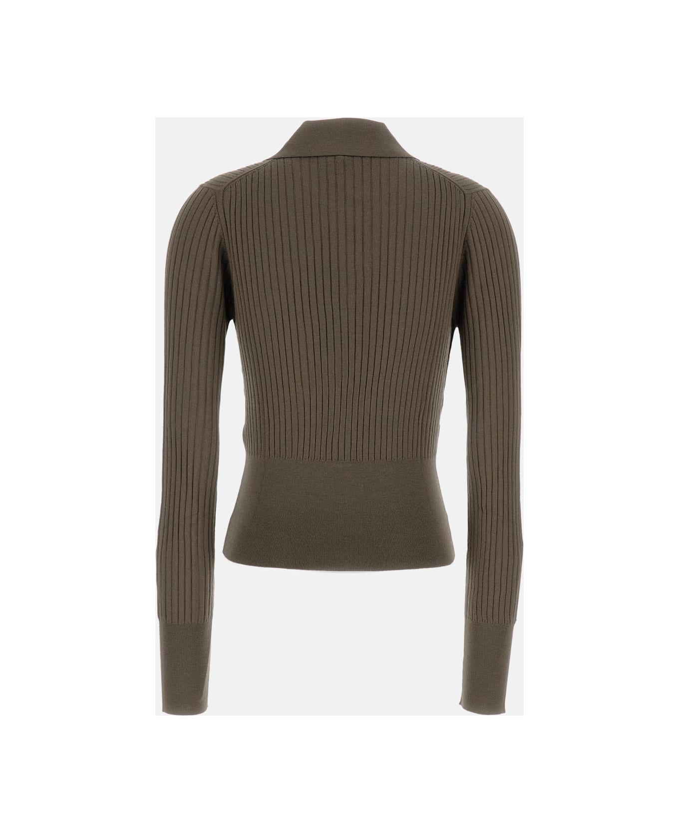 Fendi Ribbed Knit Pullover - Brown