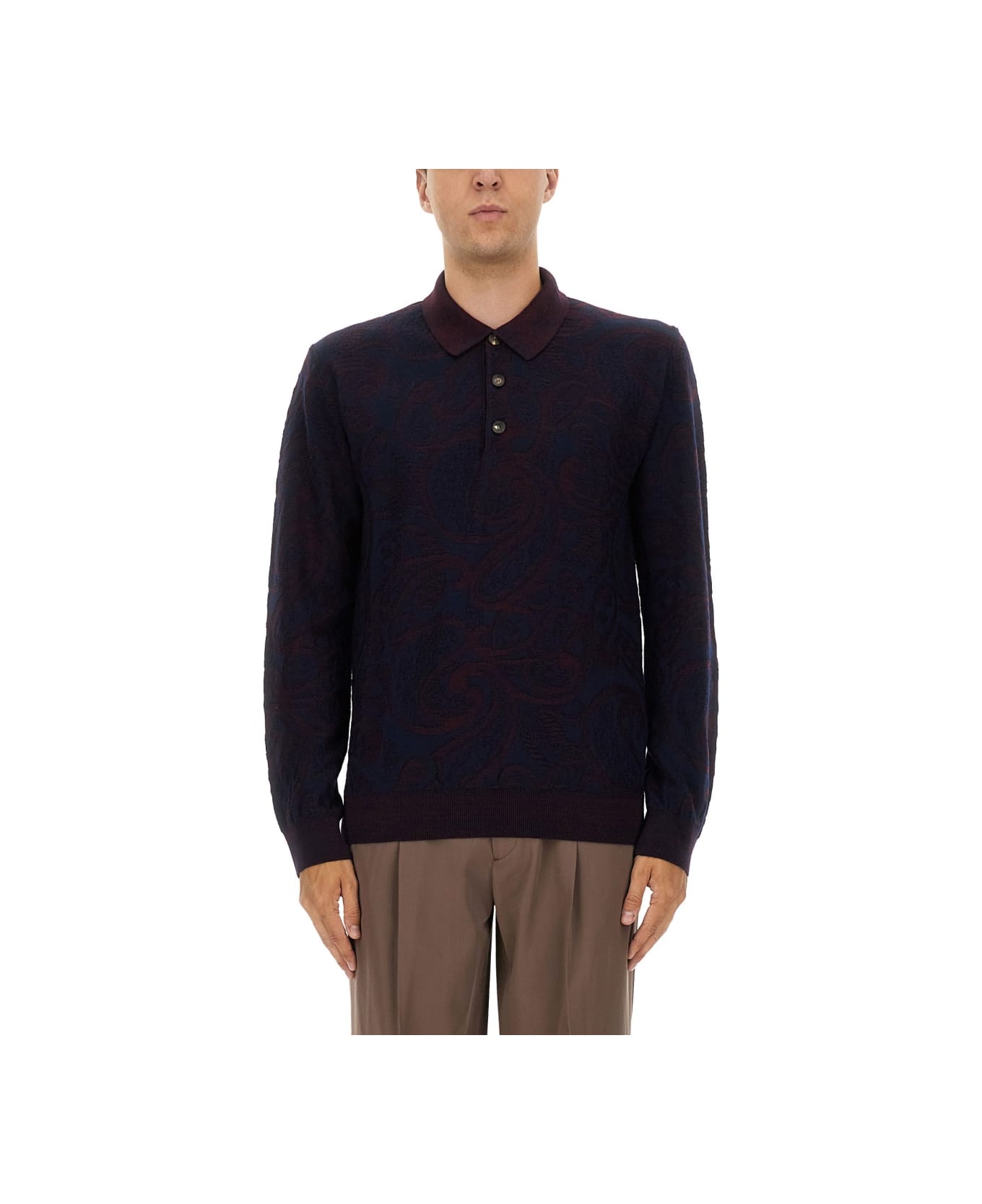 Etro Long-sleeved Polo Shirt - BLUE