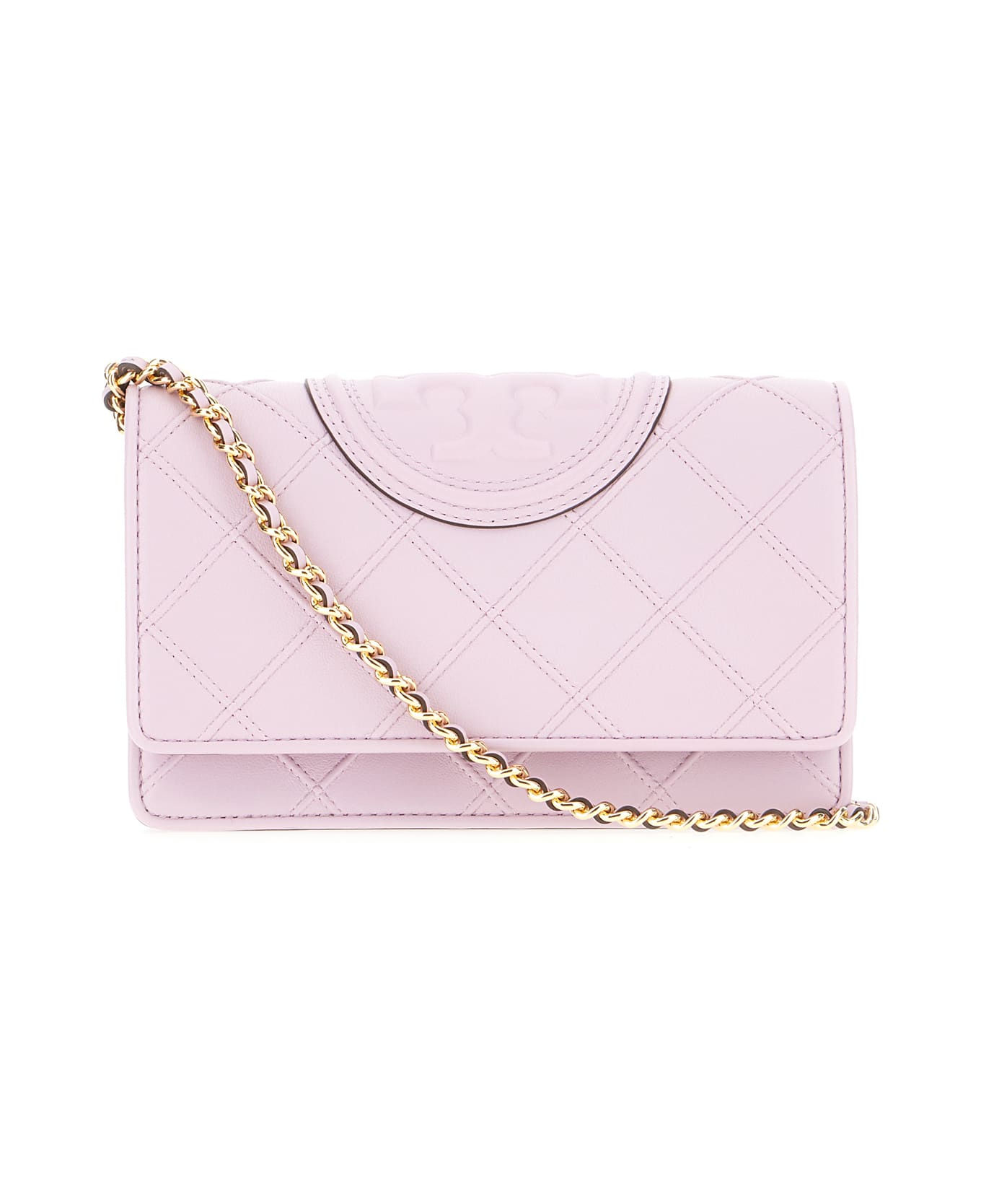 Tory Burch Lillac Leather Fleming Clutch - PALE PURPLE