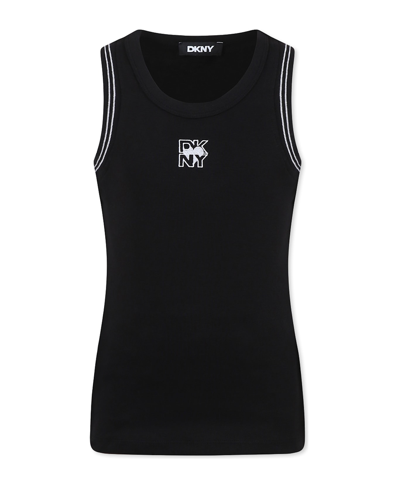 DKNY Black Tank Top For Girl With Logo. - Black