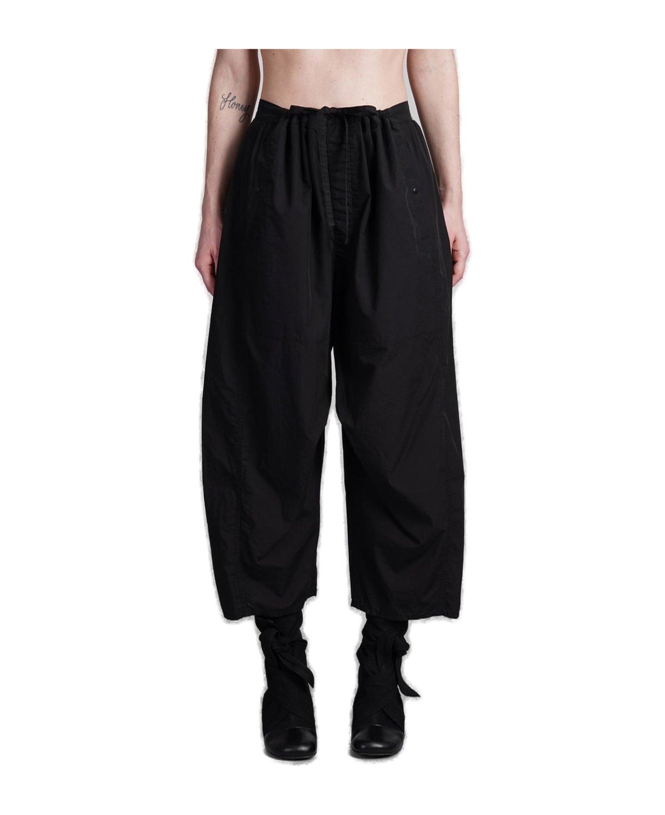 Lemaire Tapered Leg Drawstring Waist Trousers - BLACK ボトムス