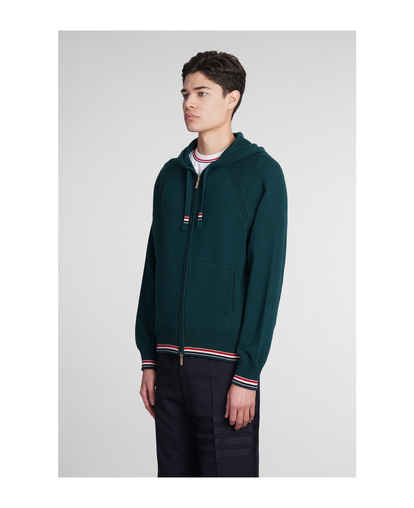 Thom Browne Cardigan In Green Cashmere - green