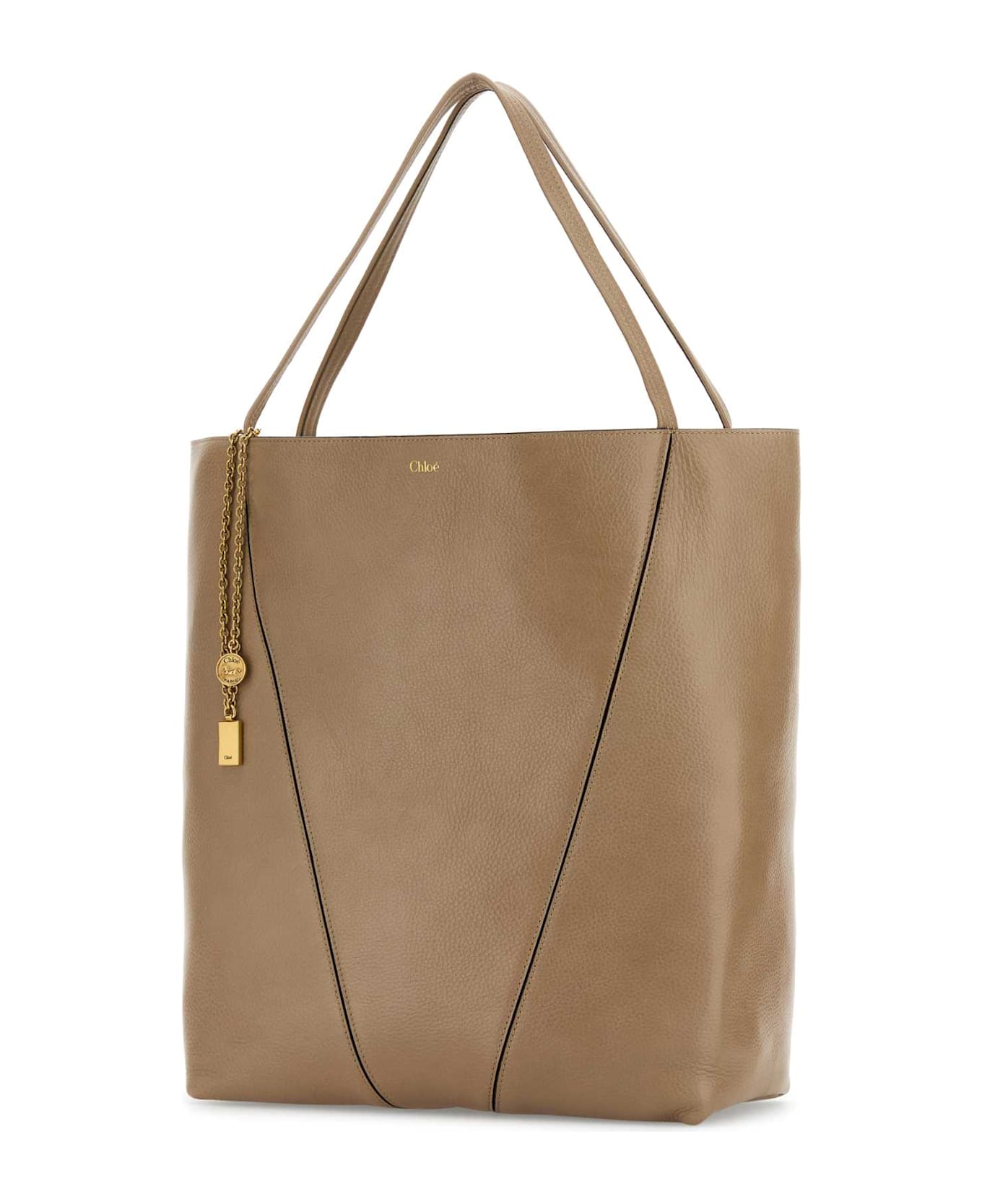 Chloé Sand Leather Large Spin Shopping Bag - BOYISHBROWN