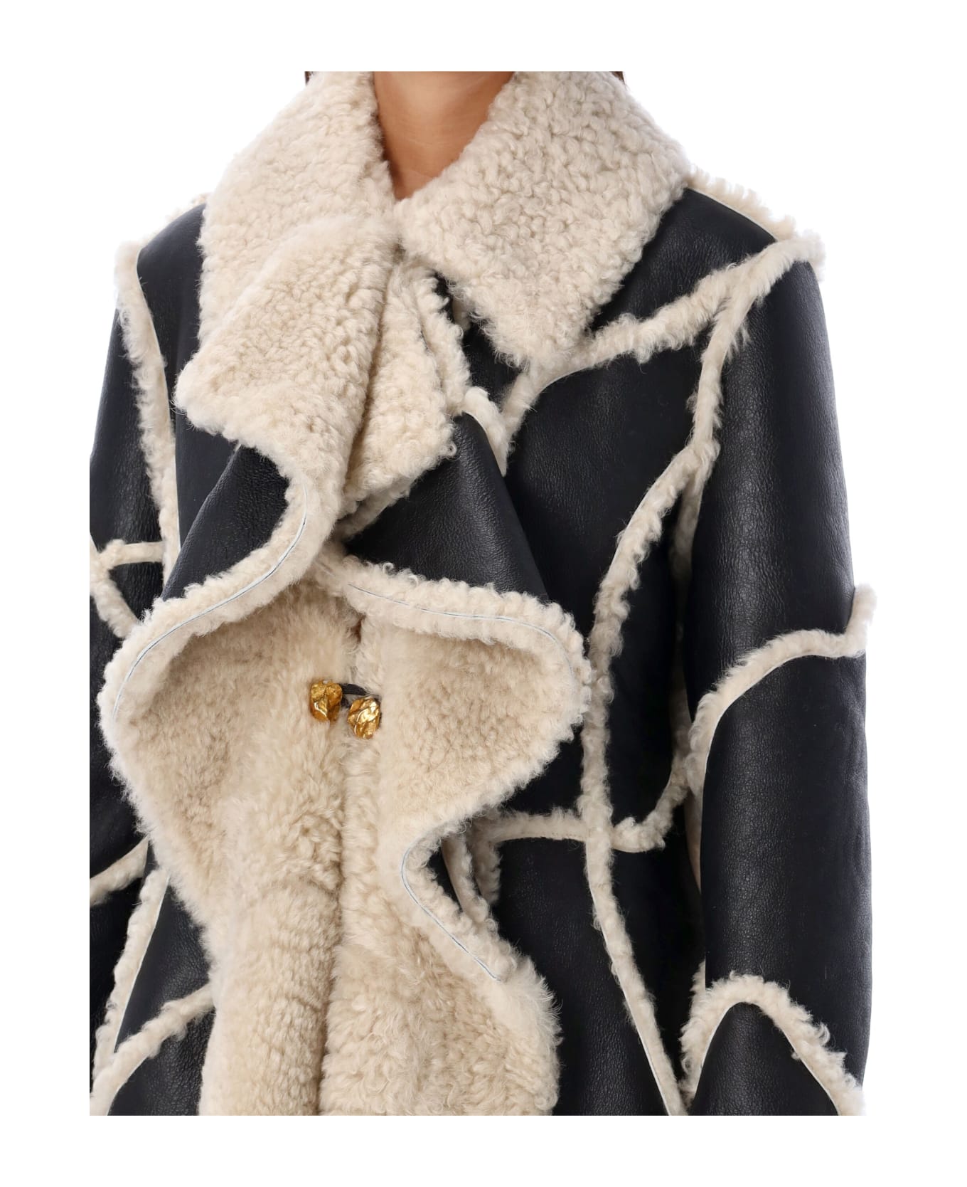 Chloé Shearling Coat - BLACK / WHITE コート