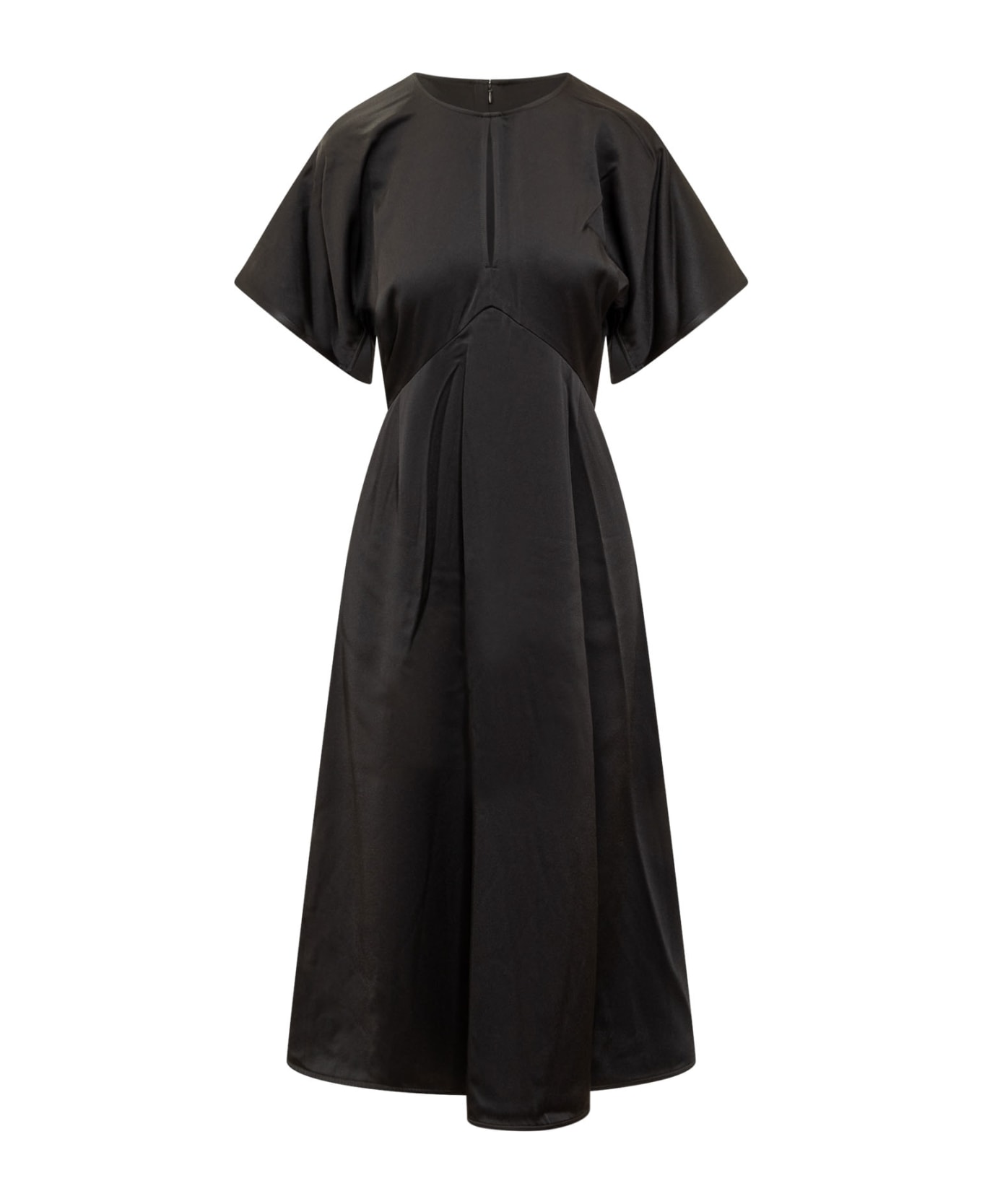 Michael Kors Flutter Short Sleeve Midi Dress - BLACK