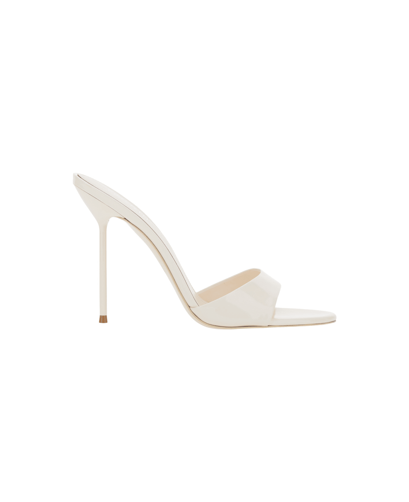 Paris Texas 'lidia' White Heeled Sandals With Round Toe And Logo On The Insole In Shiny Leather Woman - White
