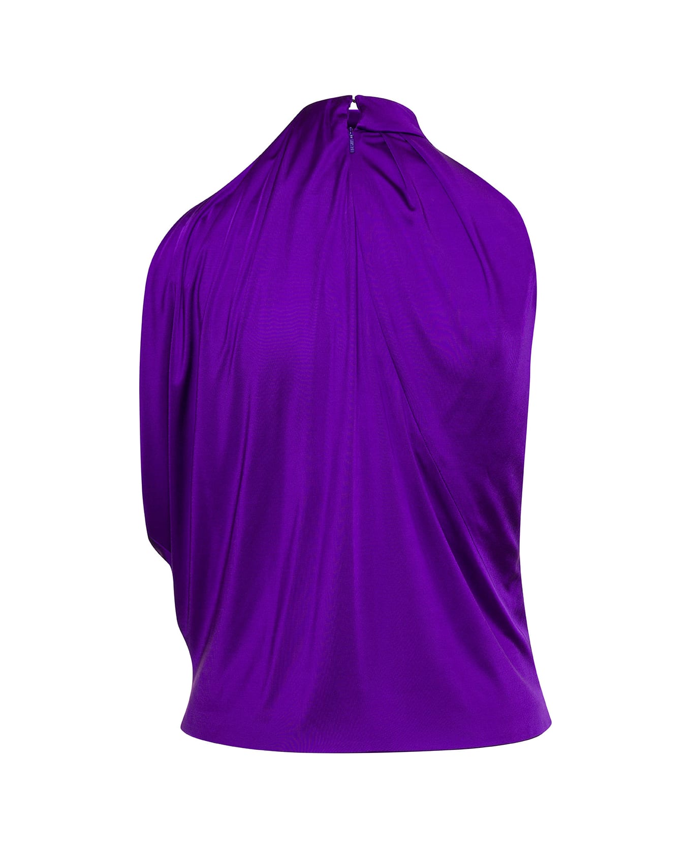 Versace Purple Halterneck Top With Diagonal Cut-out In Viscose Woman - Violet