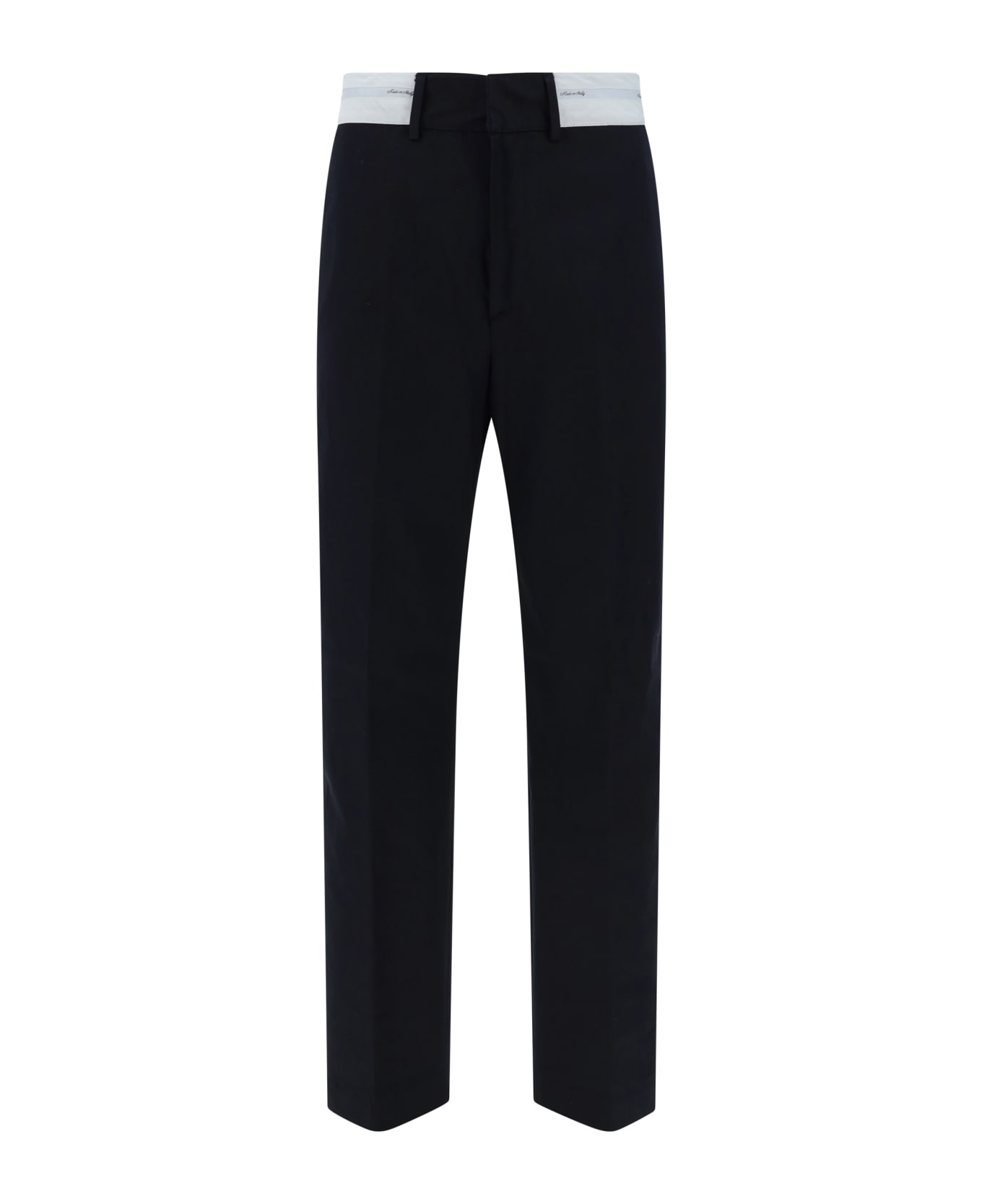 Palm Angels Tailored Trousers With Contrast Waist - Black Off White ボトムス