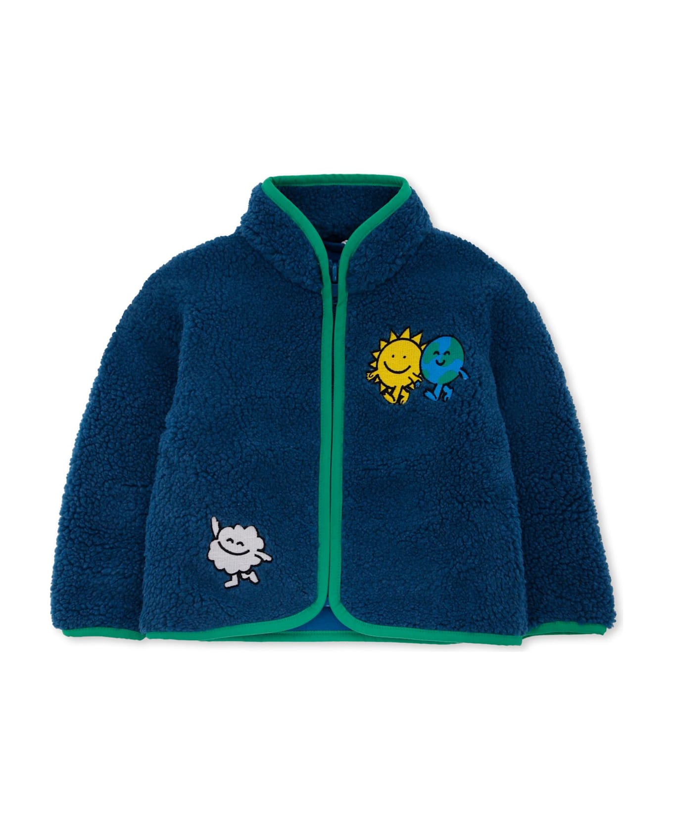 Stella McCartney Kids Blue Faux Fur Coat For Baby Boy With Embroidery - Blue