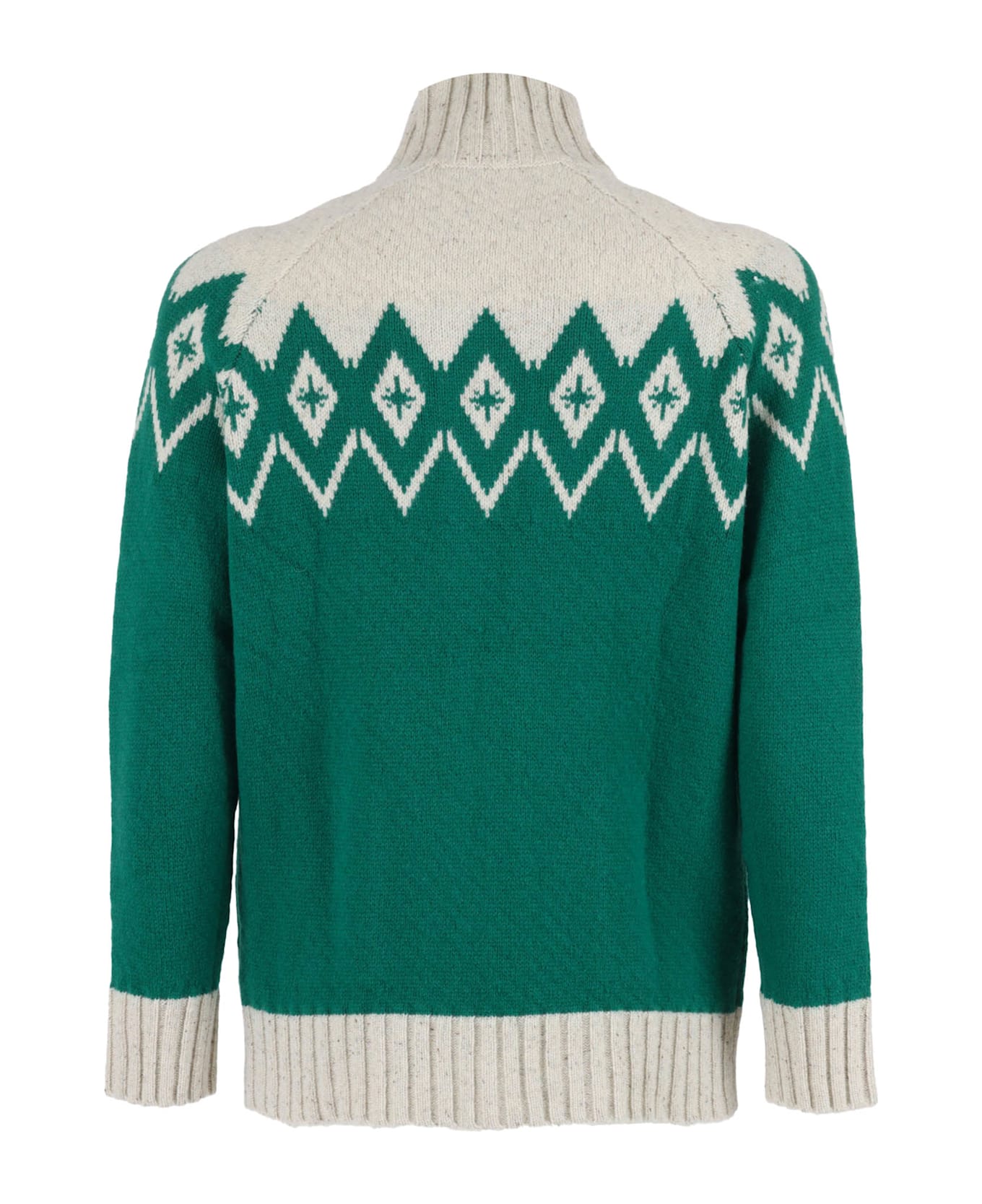 Ballantyne T Neck Cardigan - WHITE