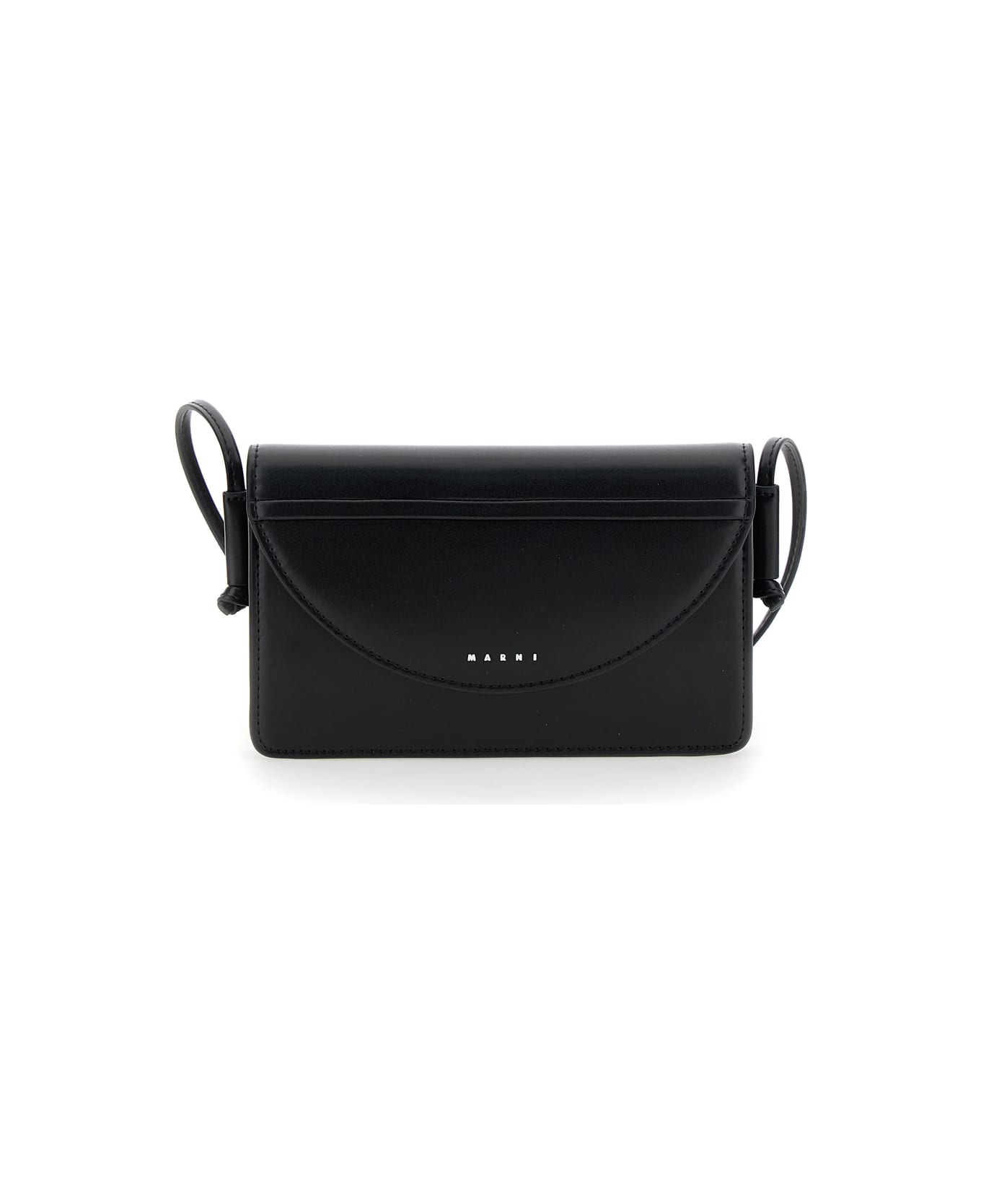 Marni Blue Crossbody Bag With Logo Print On The Front In Eco-leather Girl - Black