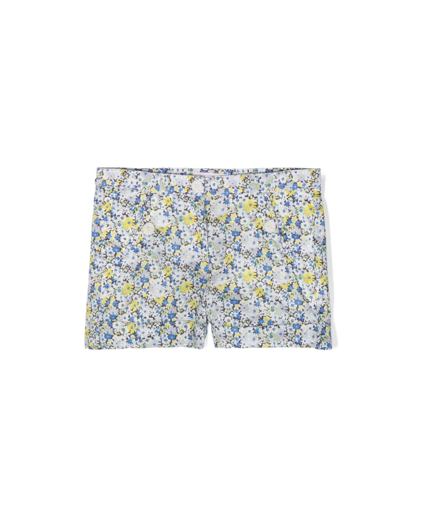 Bonpoint Calista Bermuda Shorts In Blue Flowers - Multicolore