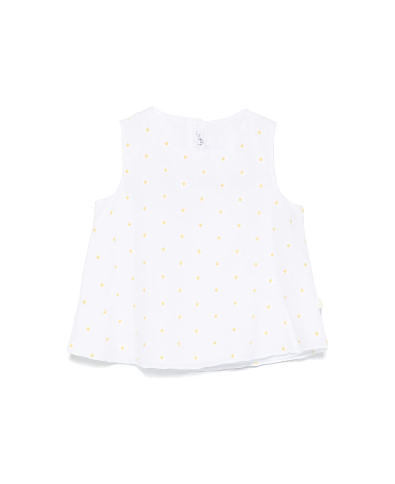 Il Gufo White Sleeveless Blouse With All-over Floral Print In Cotton Girl - White