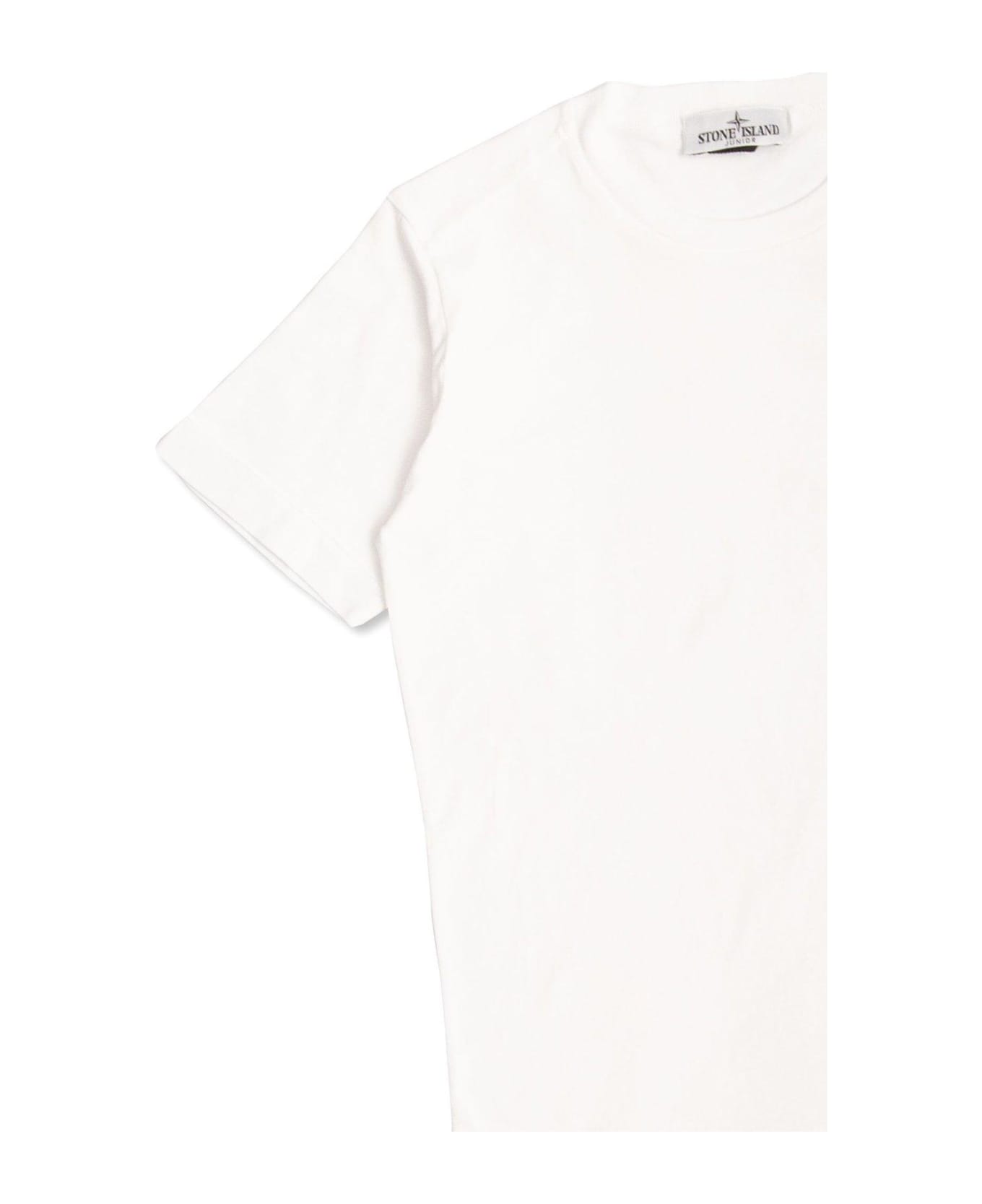 Stone Island Junior Compass Patch Crewneck T-shirt - Bianco