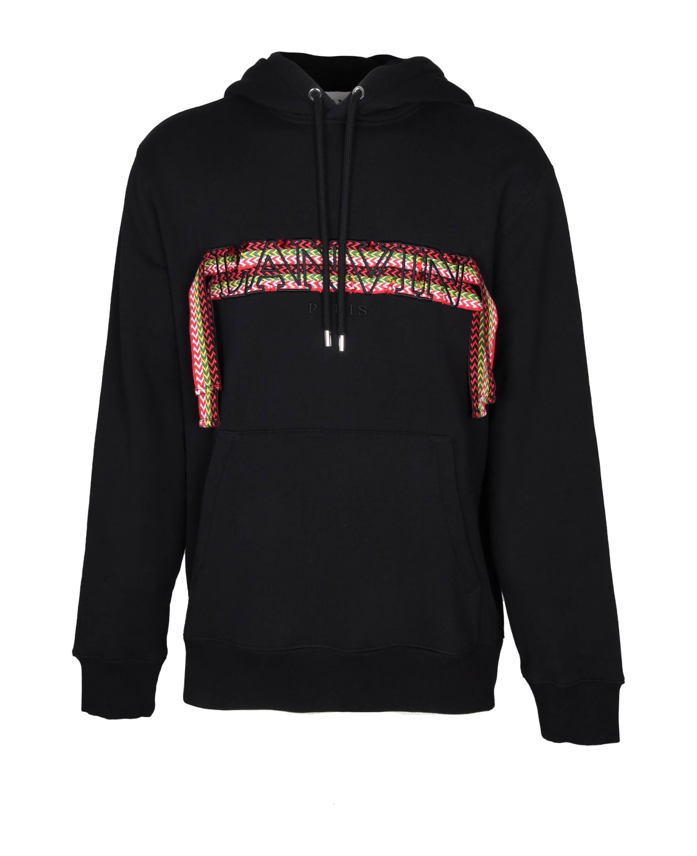 Lanvin Black Hoodie Sweatshirt With Embroidered Logo - Black