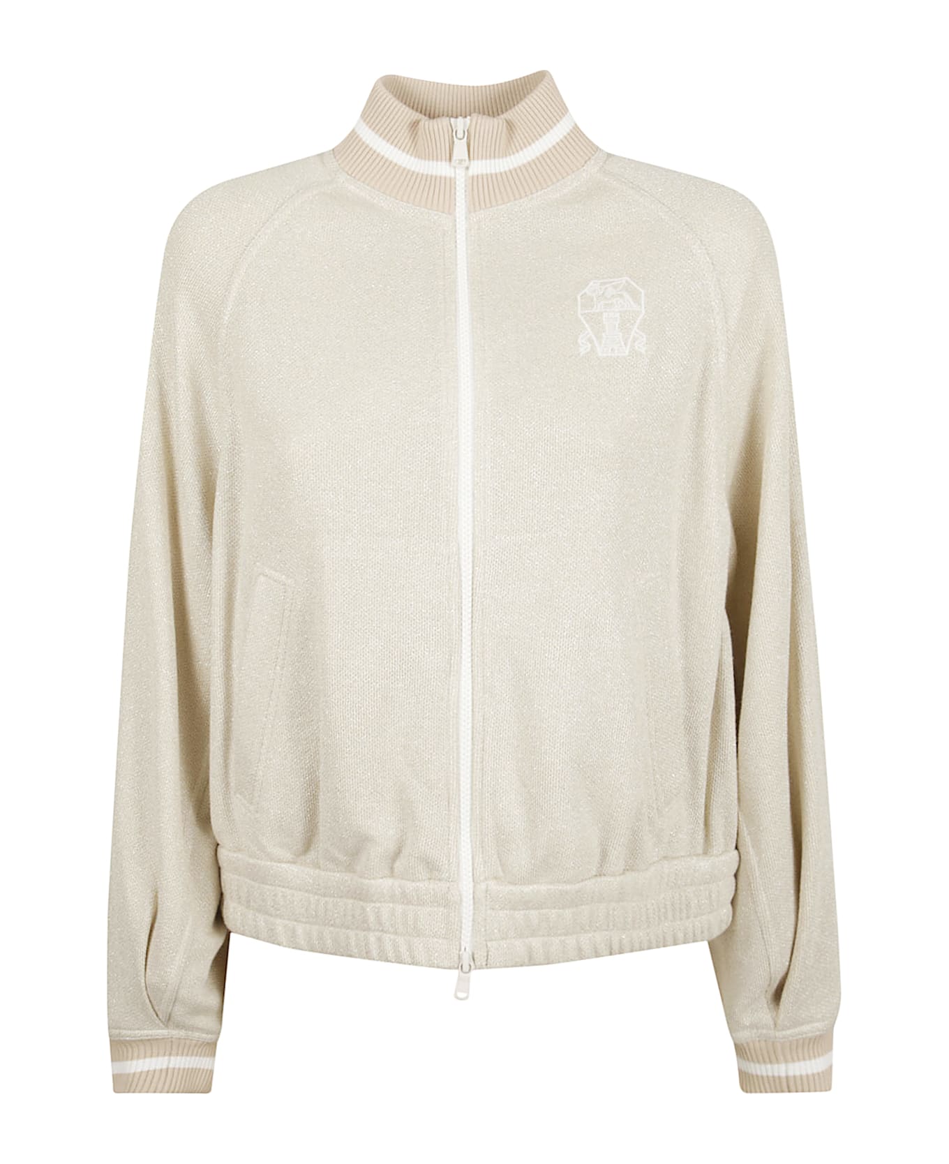 Brunello Cucinelli Ribbed-collar Zip-up Cardigan - Golden