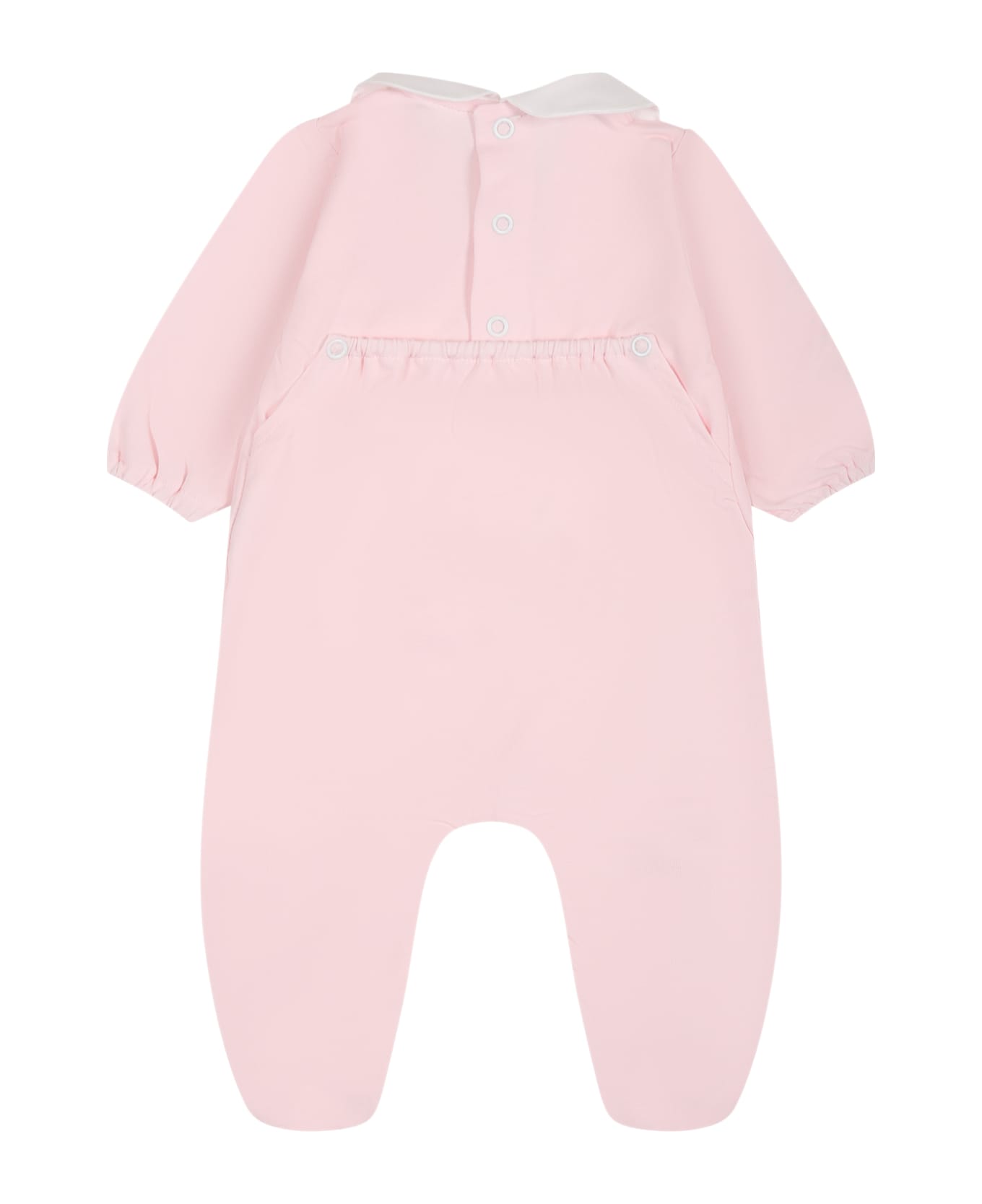 Little Bear Pink Onesie For Baby Girl With Writing And Heart - Rosa
