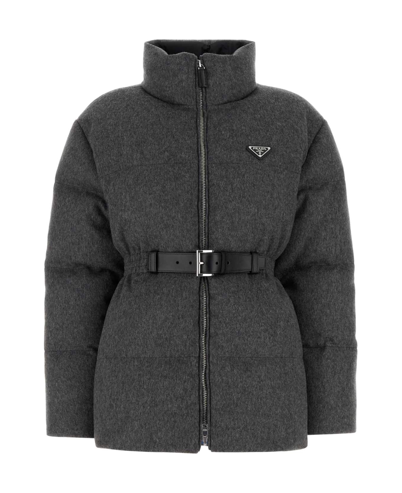 Prada Dark Grey Wool Down Jacket - ARDESIA
