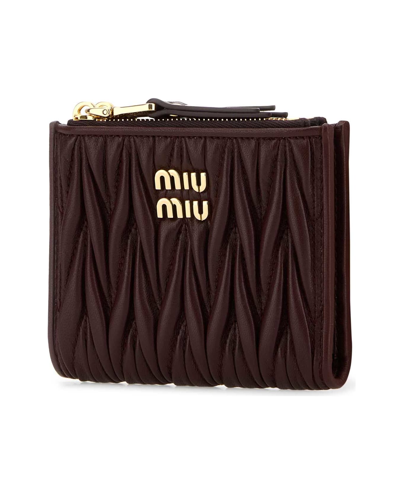 Miu Miu Burgundy Leather Wallet - BORDEAUX