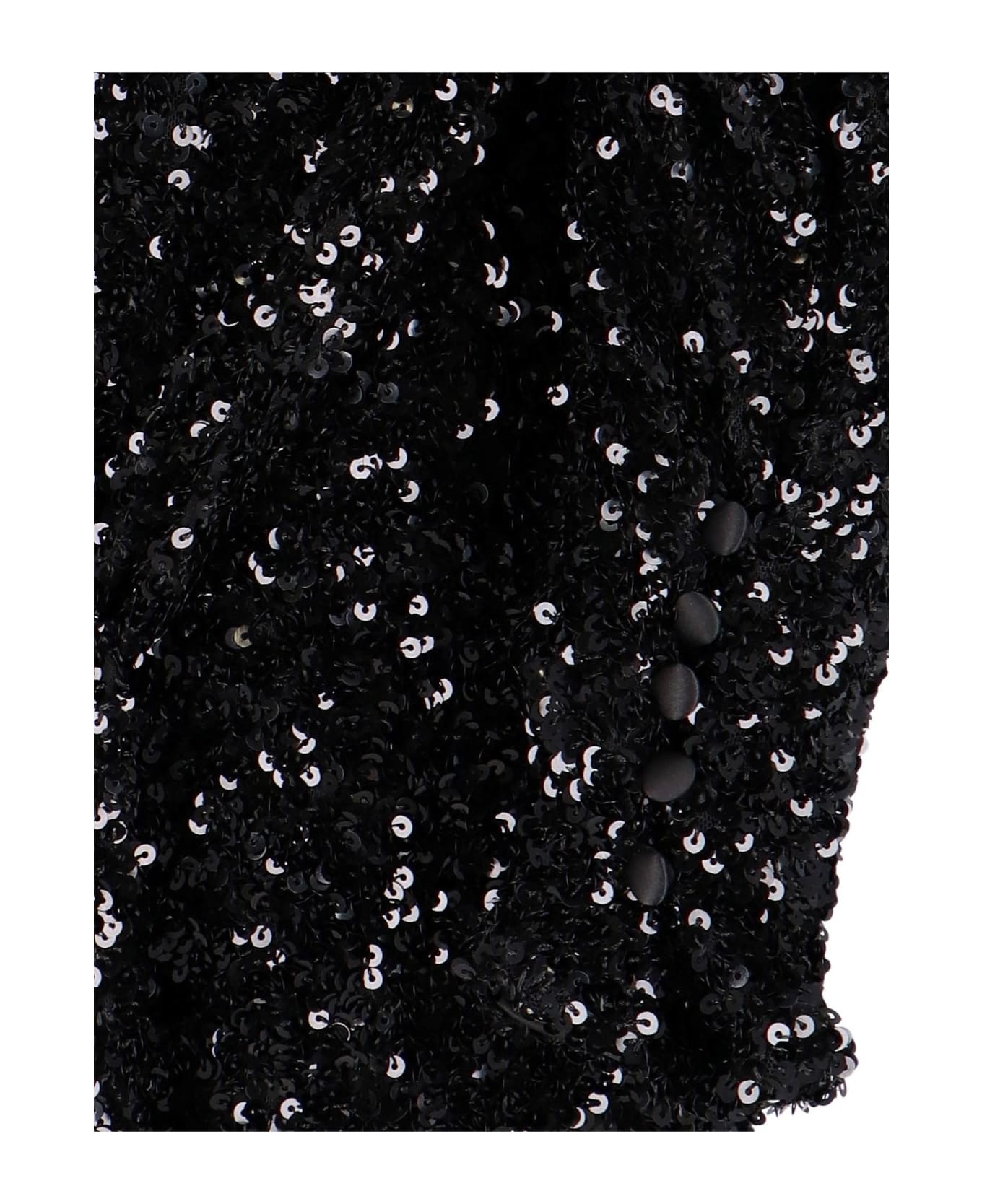 Rotate by Birger Christensen Mini Sequins Wrap Dress - Nero