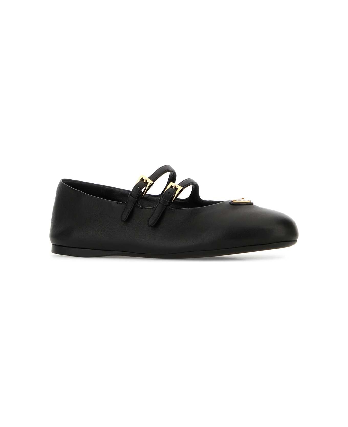 Prada Black Nappa Leather Ballerinas - NERO