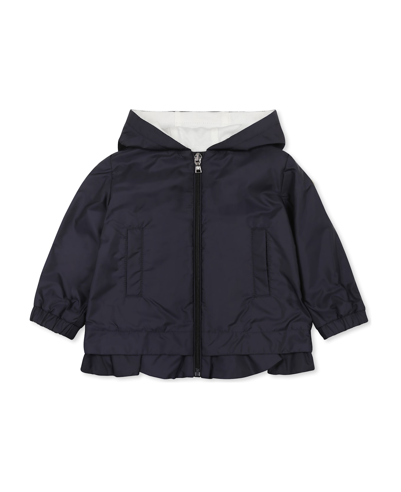 Moncler Blue Windbreaker Jacket For Baby Girl With Logo - Blue
