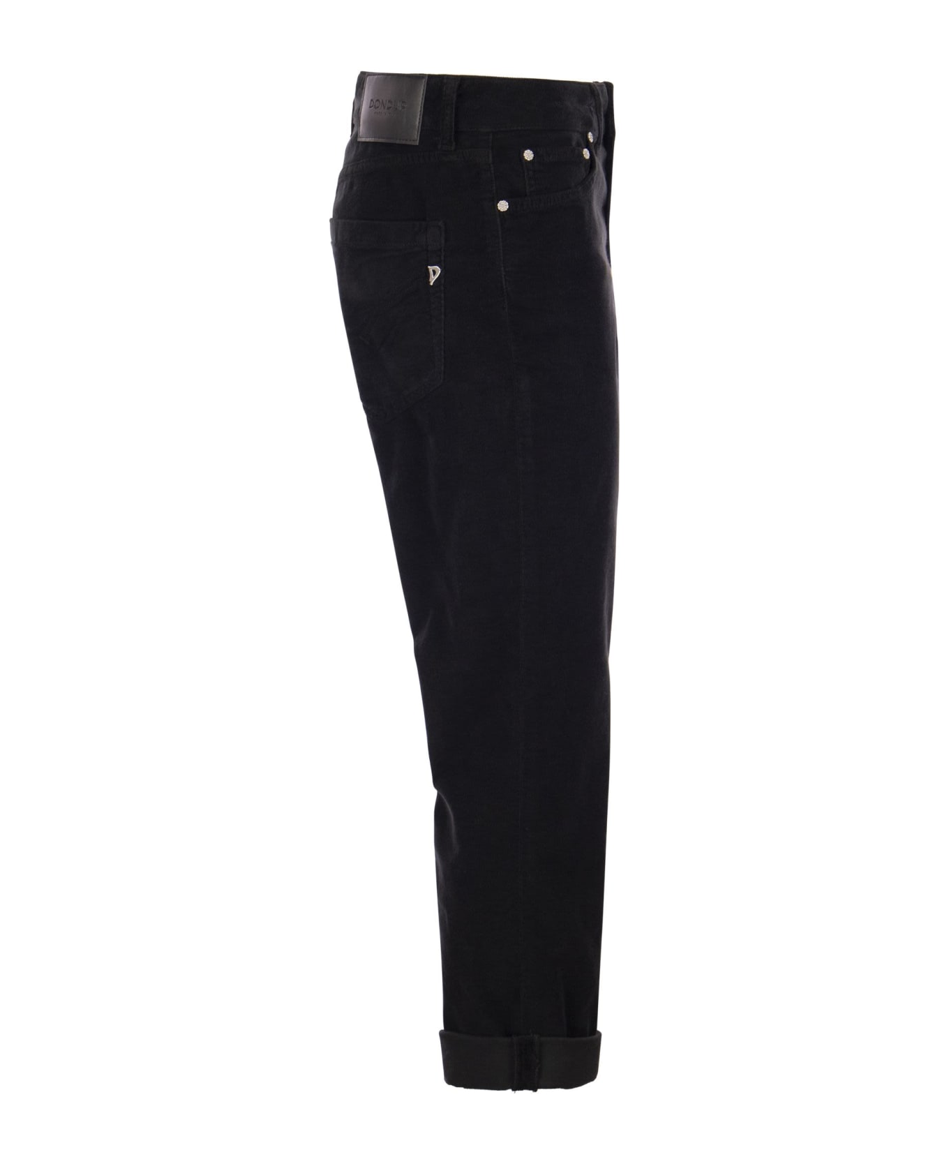 Dondup Koons - Multi-striped Velvet Trousers With Jewelled Buttons - Black