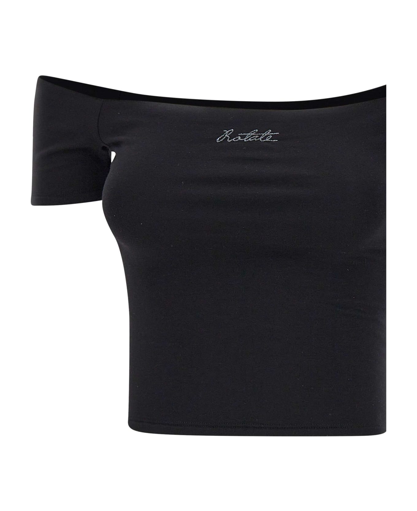 Rotate by Birger Christensen "logo Off" Cotton And Modal Top - BLACK