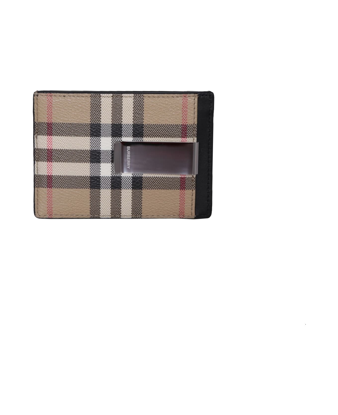 Burberry Checked Logo Engraved Cardholder - Beige 財布