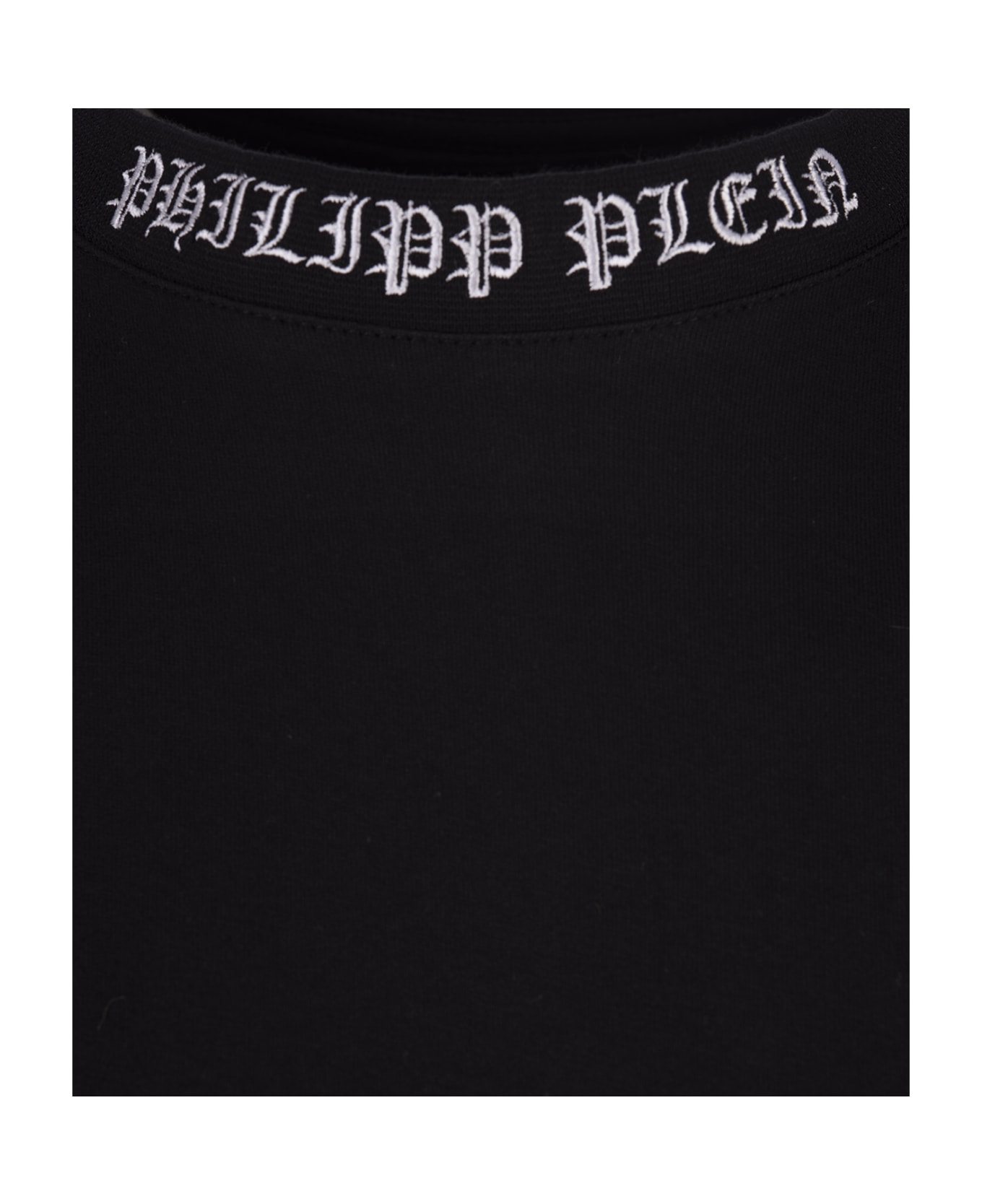 Philipp Plein Black T-shirt With Embroidered Logo - Black