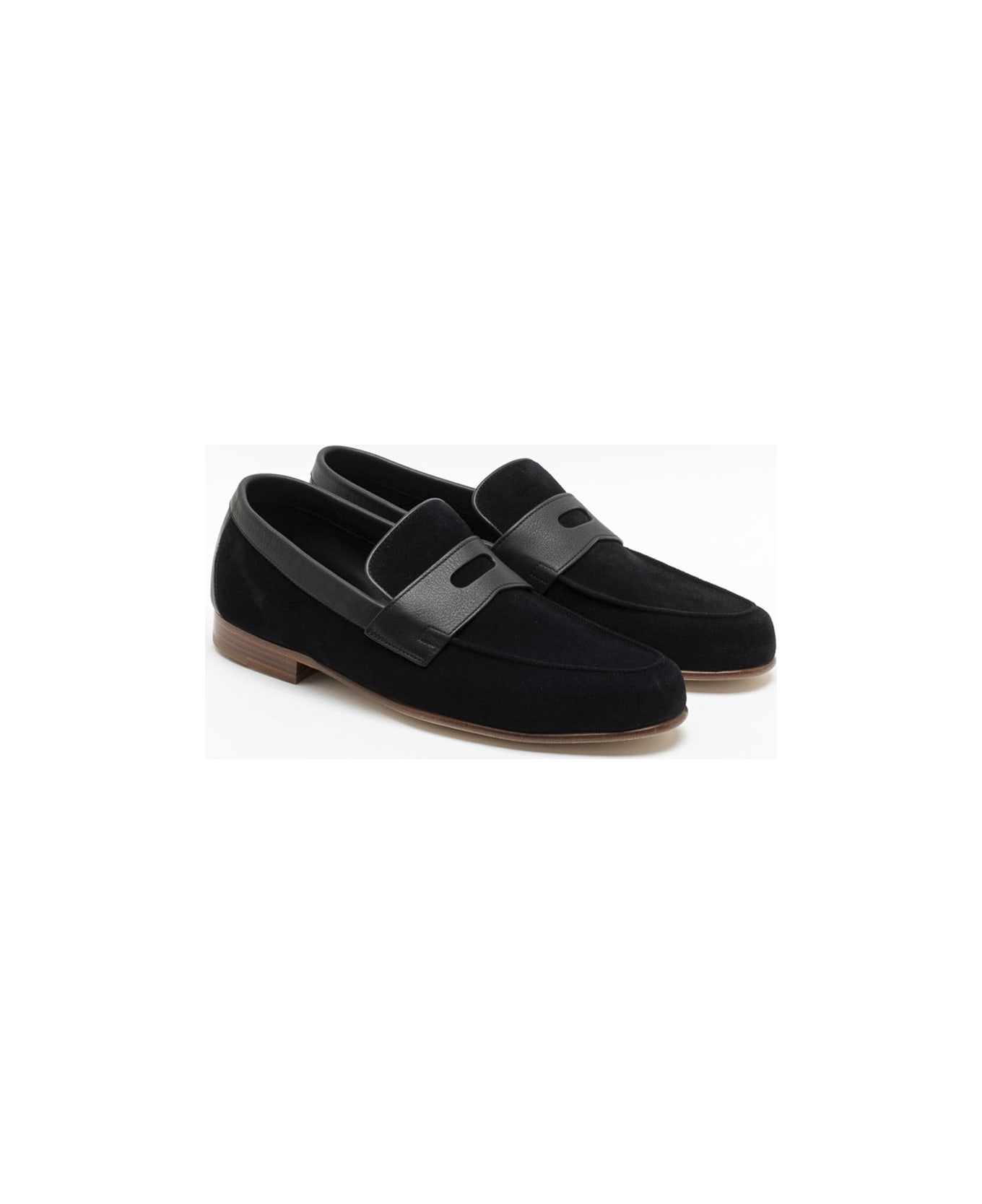 John Lobb Hendra Black Suede Penny Loafer