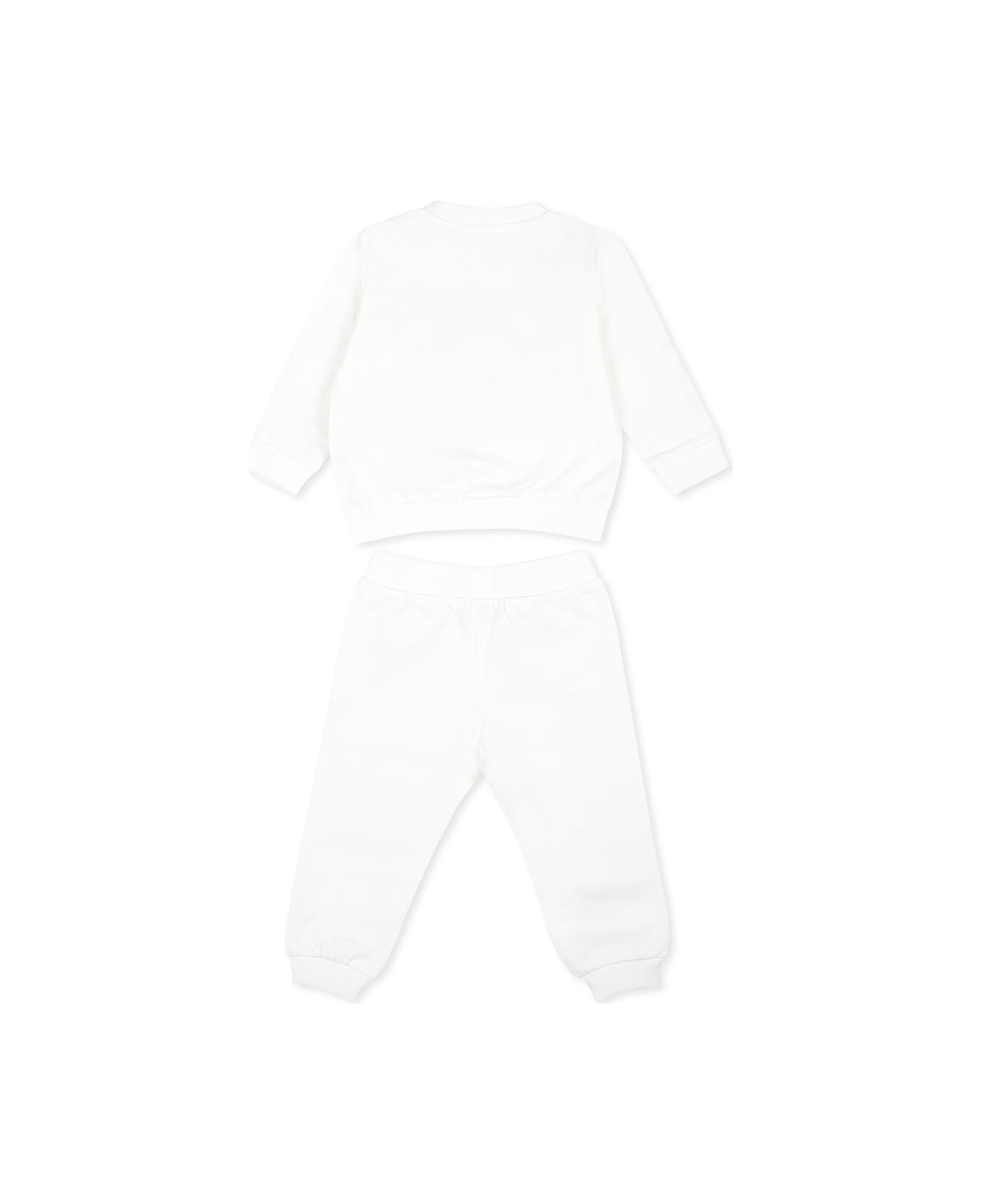 Moschino Ivory Suit For Baby Girl With Teddy Bear - Ivory