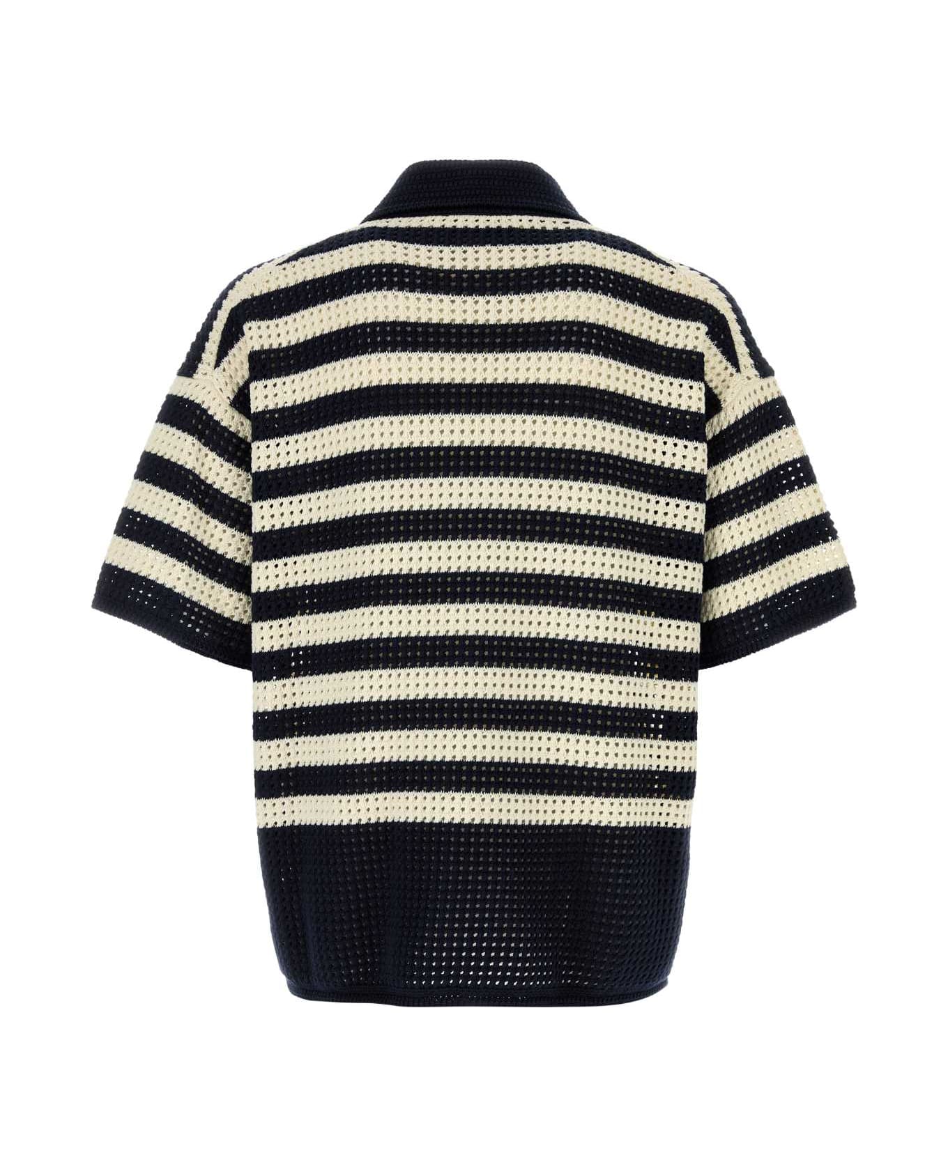 Gucci Embroidered Crochet Polo Shirt - CLASSICBLUEWHITE