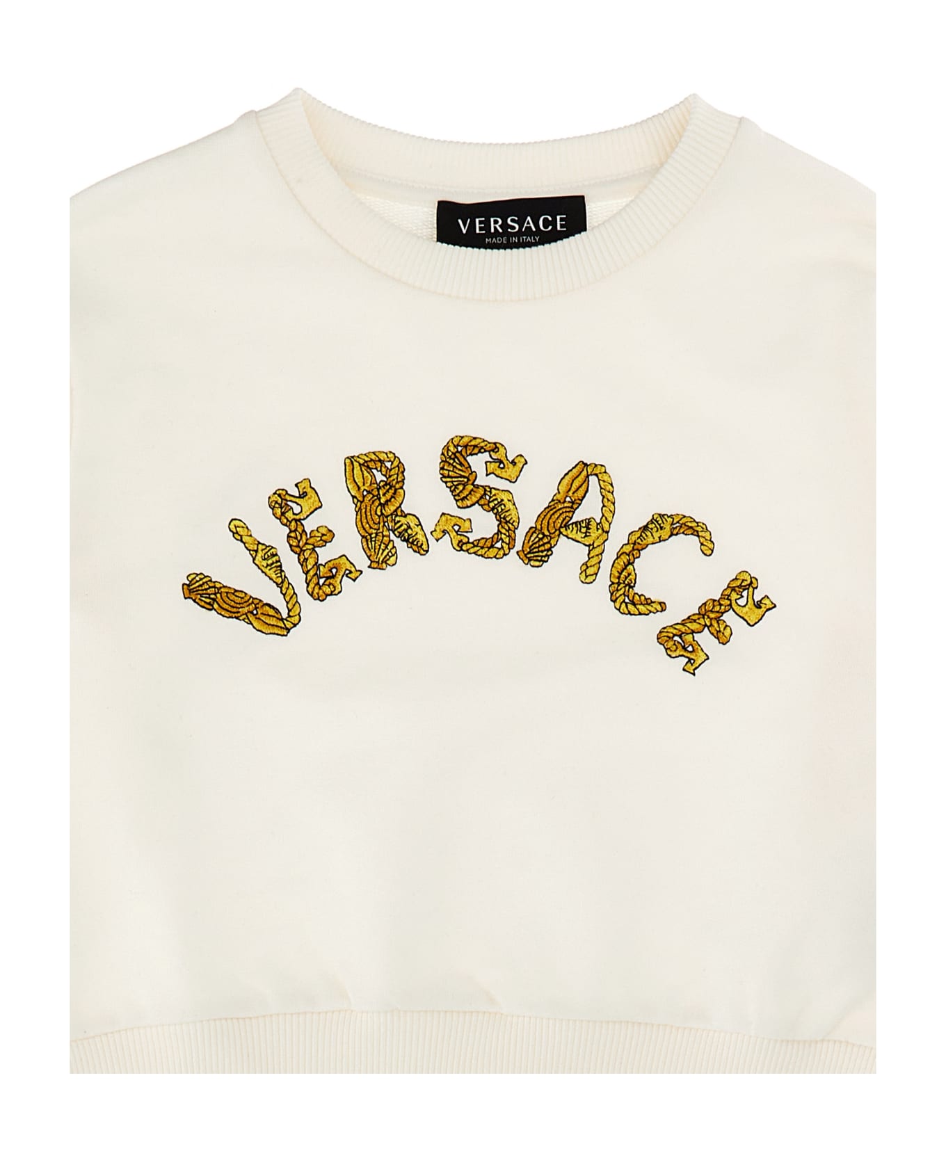 Versace La Vacanza Logo Embroidery Sweatshirt - White ニットウェア＆スウェットシャツ